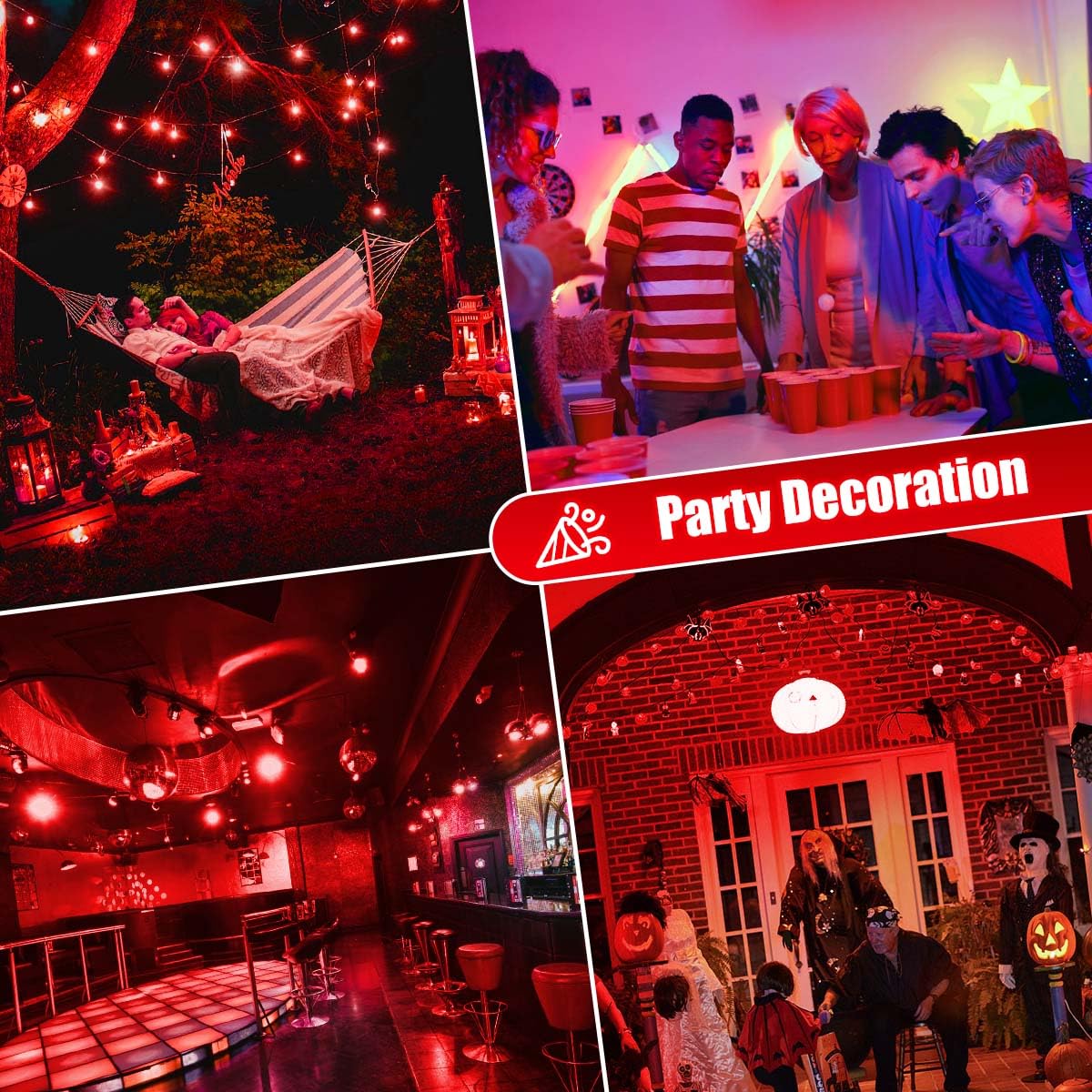 Wivety Red Light Bulb, A19 E26 Base, 9W Led Red Lightbulbs For Outdoor Porch, Indoor Party Decoration, Holiday Lighting, Hallowe