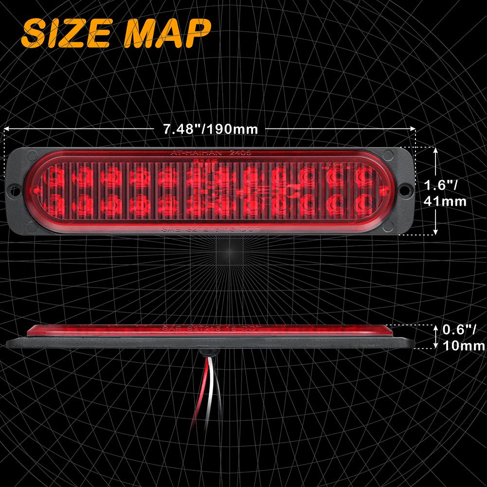At-Haihan Pack Of 2 Aluminum Housing Red Led Trailer Stop Brake Turn Tail Lights 7.5 Inch, Dot Compliant Waterproof Surface Moun