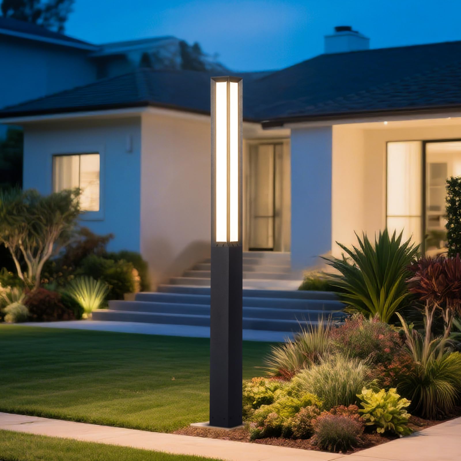 VZVI 92 Tall Landscape Path Lights, AC100-240V Pathway Light Hard Wired, Bollard Lights Outdoor Waterproof, 3000K Driveway Pole 