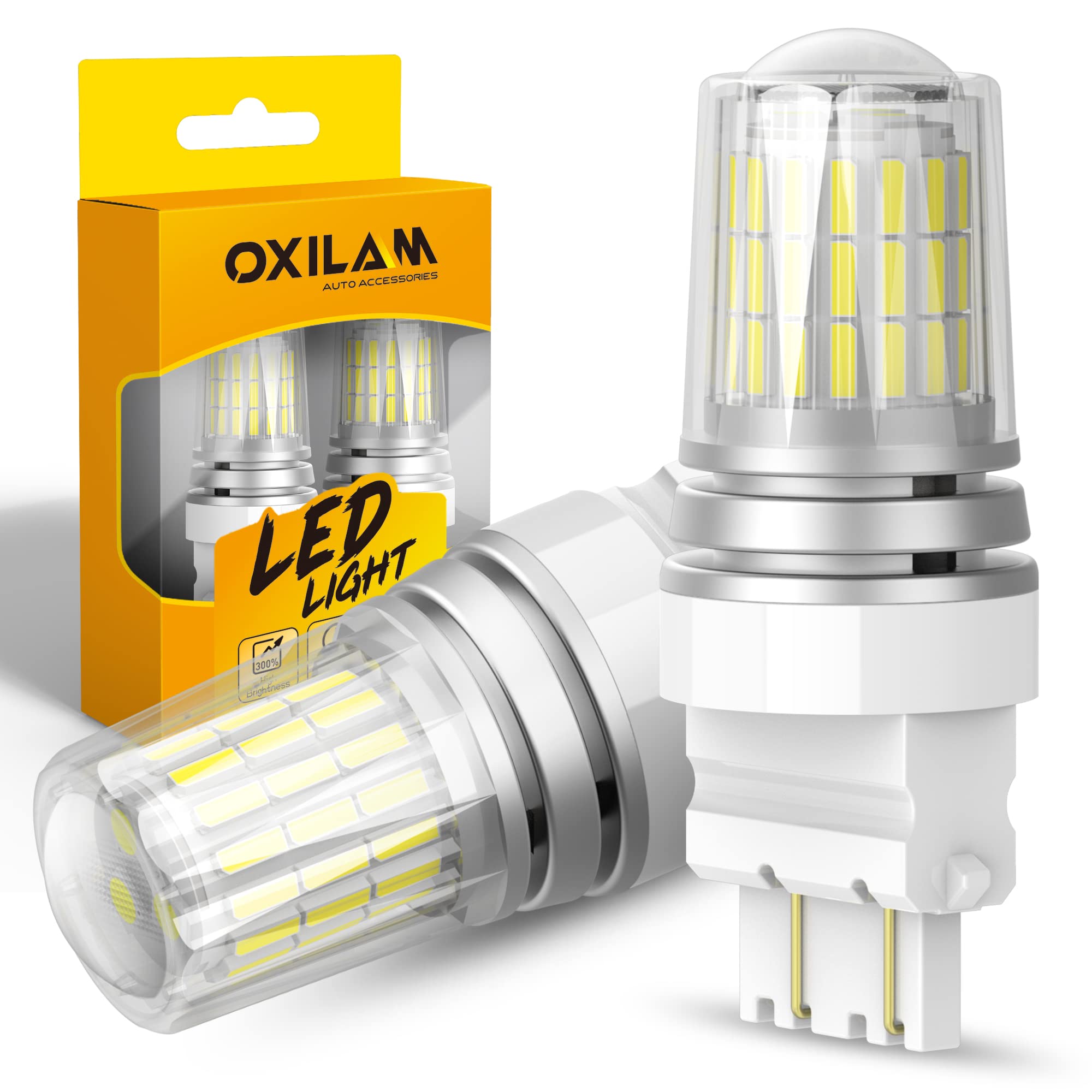 Oxilam Upgraded 3156 3157 Led Bulb Reverse Light, 600% Brightness 6500K White, Super Bright 3057 4157 4057 3457 Led Light Bulb W