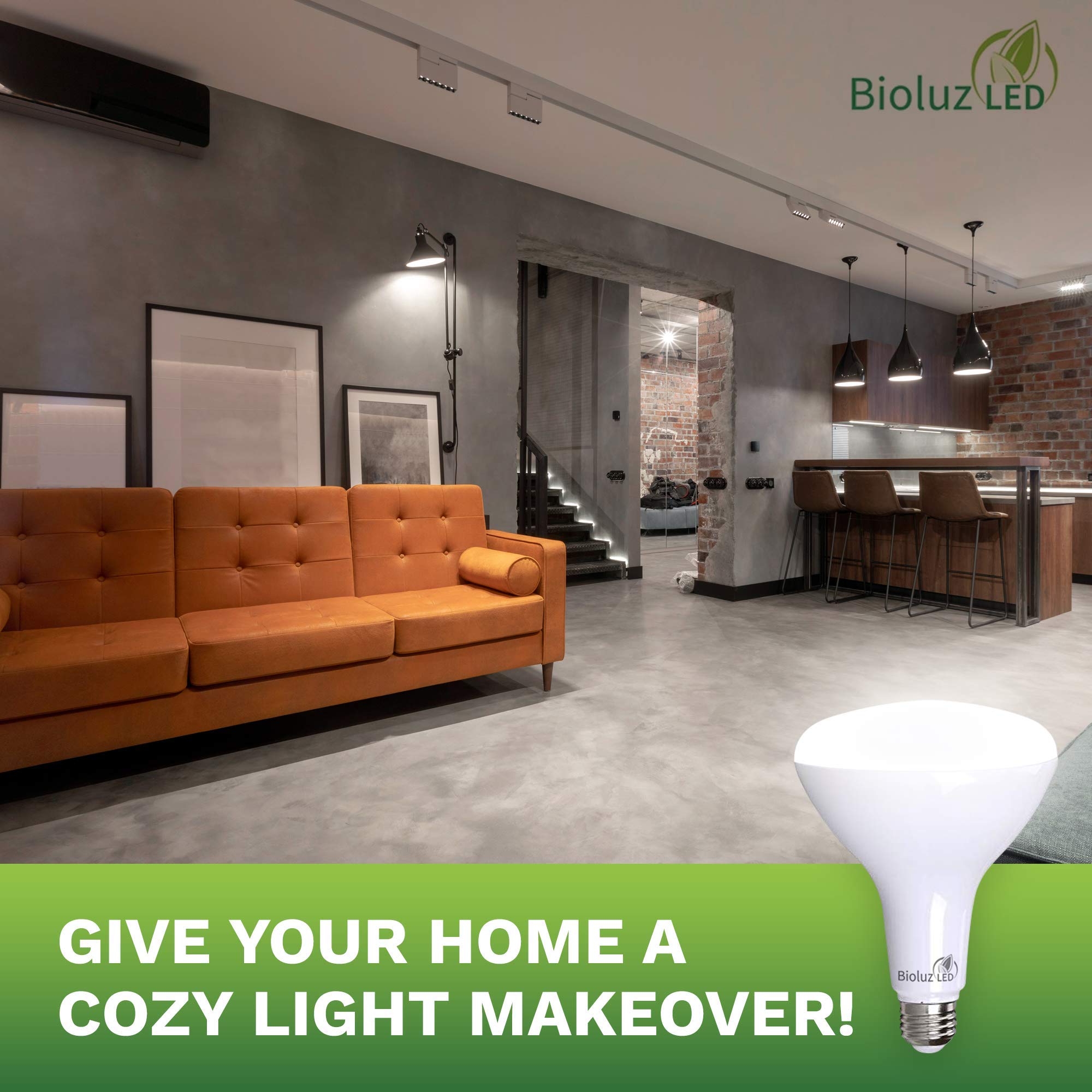 Bioluz LED BR40 Bulbs 16W (120W Replacement) 2700K Warm White 1400 Lumen, 8 Pack, Smooth Dimmable, Indoor/Outdoor,