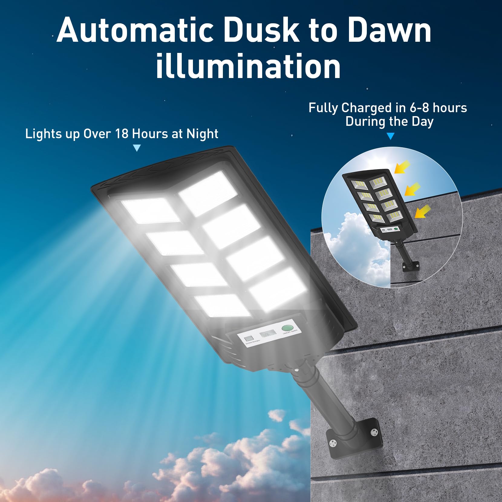 Vowelsone K4 200W Solar Lights Outdoor Waterproof,6500K Solar Street Lights Outdoor 12000Lm Led Solar Flood Light, Wide Angle Wi