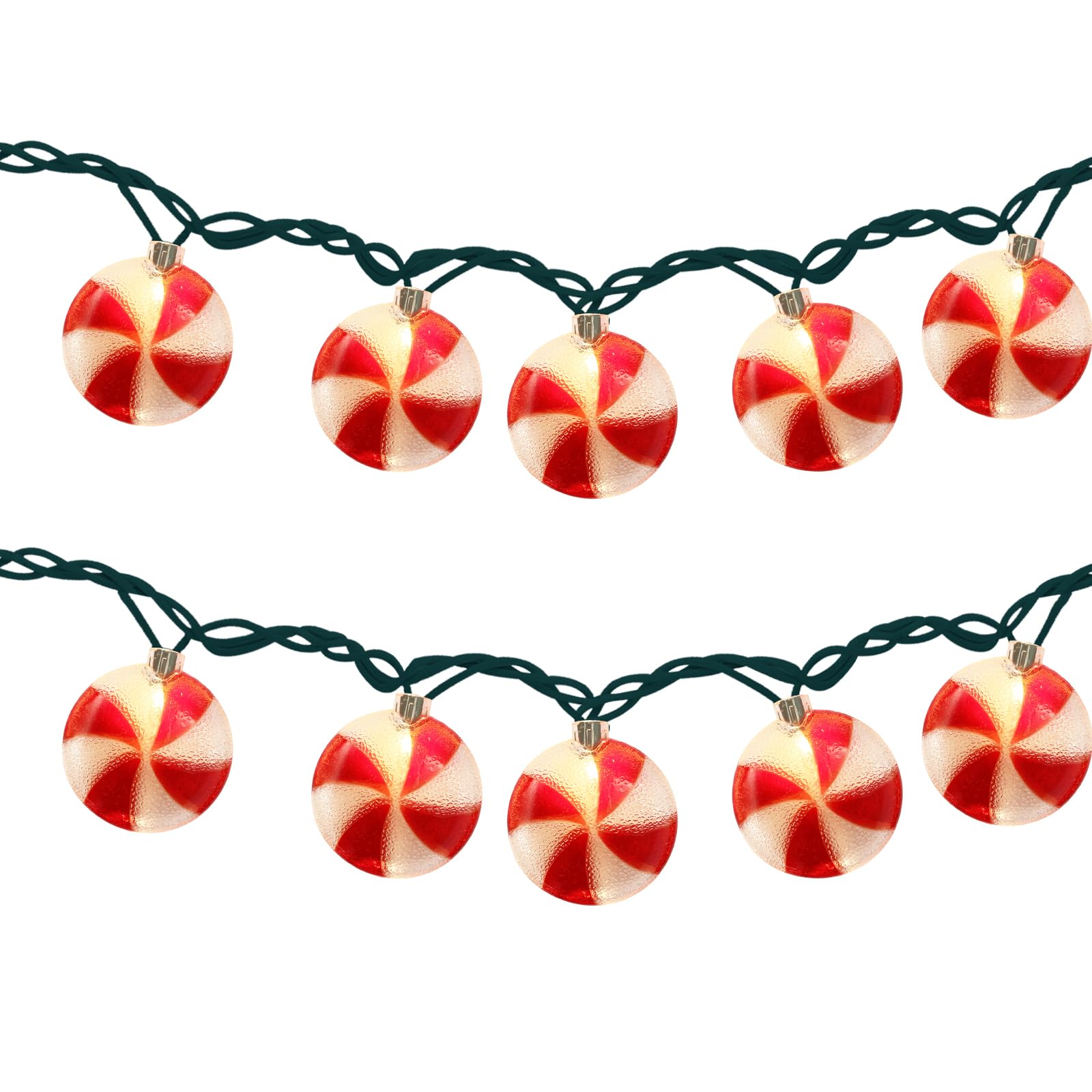 8.5Ft Christmas Candy String Lights Outdoor, 10 Led Christmas Red White Candy Corn Lights For Indoor & Outdoor Christmas Decorat