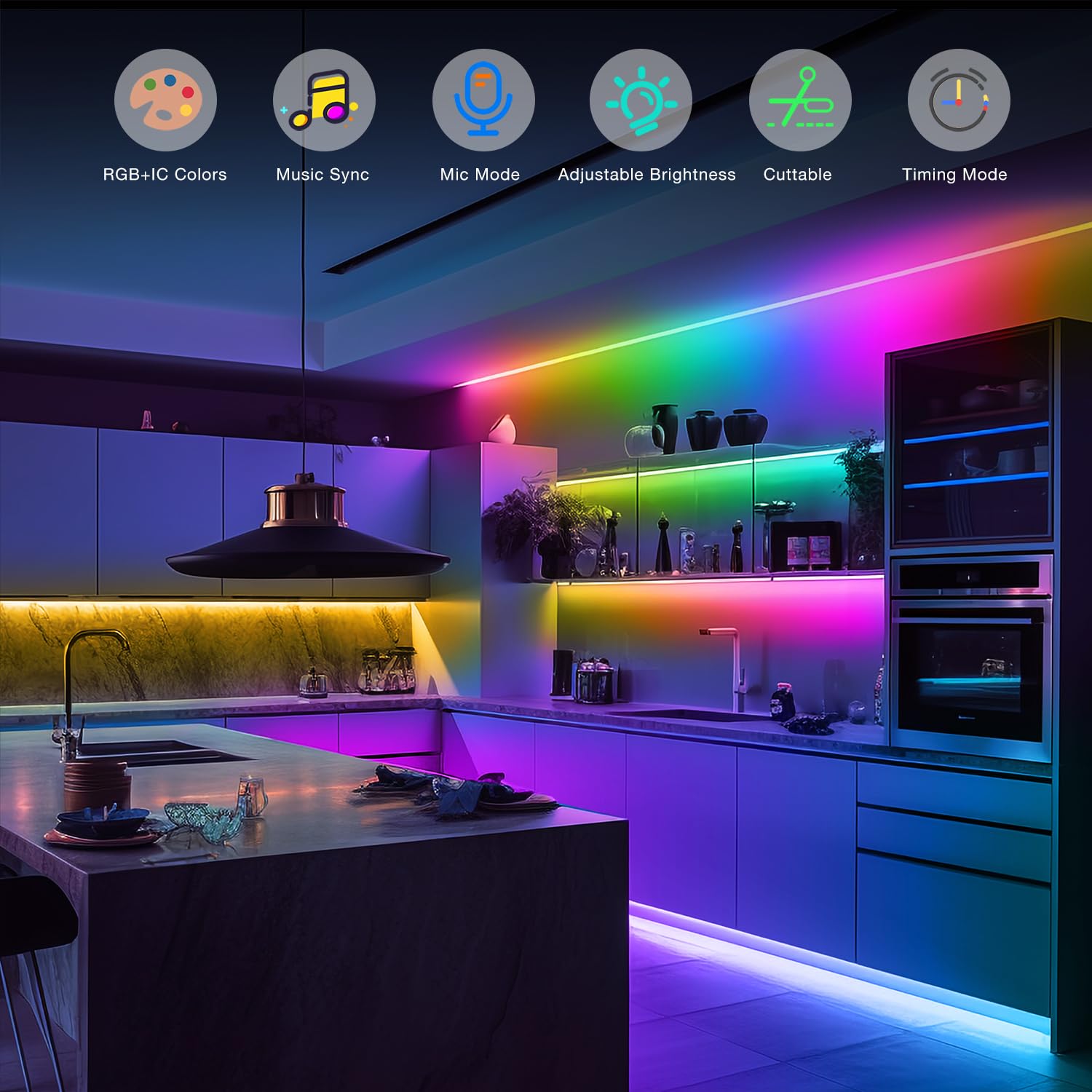 DAYBETTER RGB LED Strip Lights, 16.4FT, Bluetooth APP & Remote Control, Multicolor, Model TC80115020H-V2