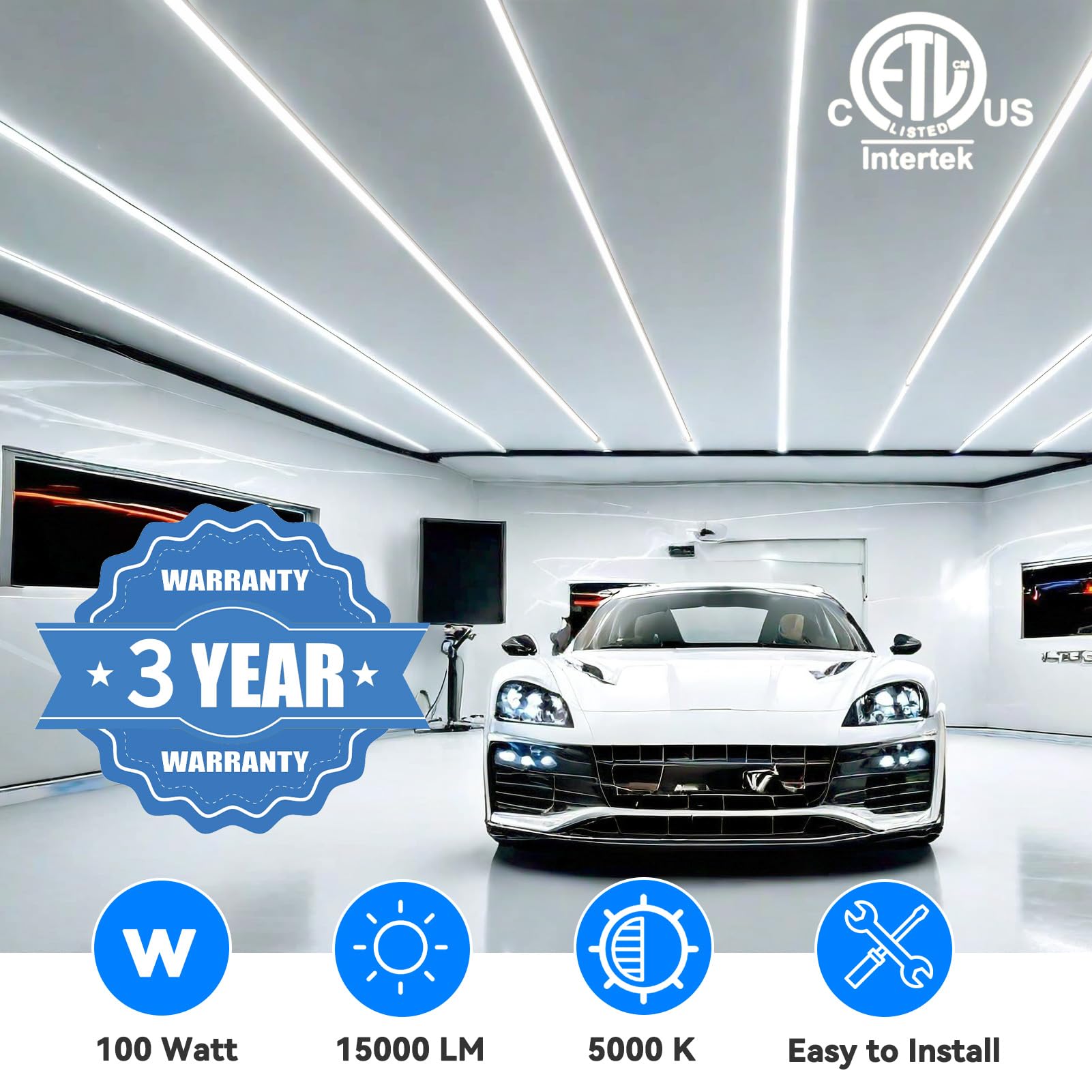 SHOPLED 8FT LED Shop Light, 72W 9360LM, V-Shape, Aluminum, Daylight White, Model YK-YTH-V-8FT-12P,