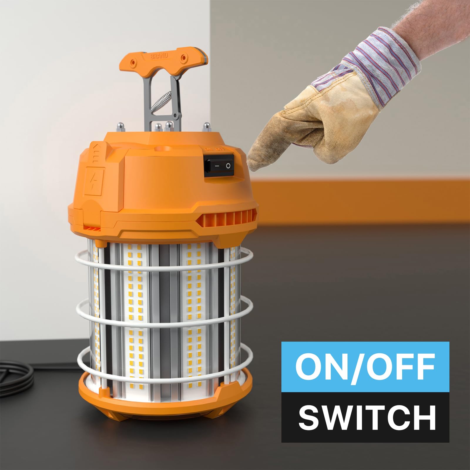 Hyperlite Led Temporary Work Light 60W 7500Lm 200W Hid/Hps 5000K, Portable Hanging Construction Light With Stainless Steel Safet