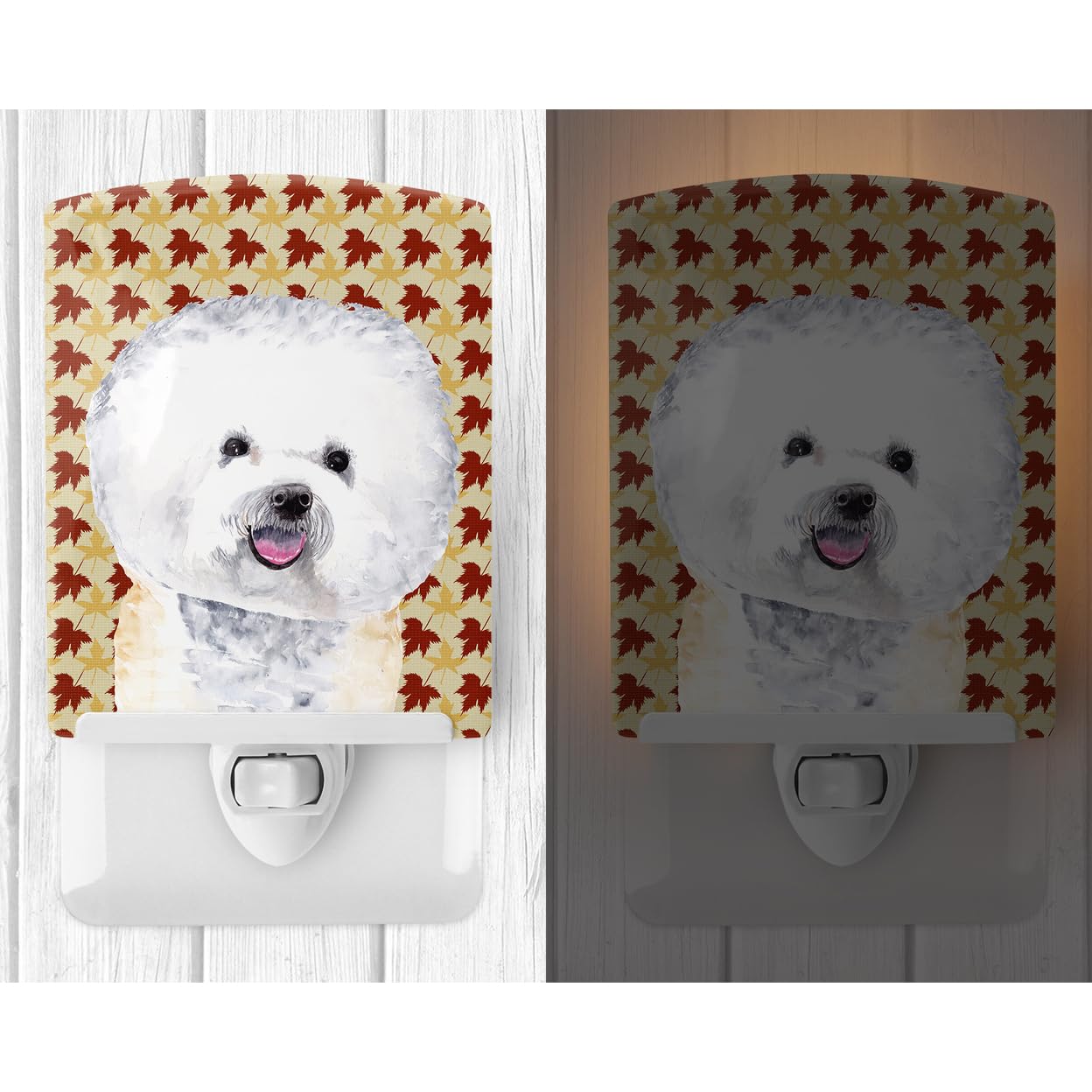 Carolines Treasures Night Light, Bichon Frise Portrait, Ceramic, UL-Certified, 6x4x3in, Multicolor, Model SC9201CNL