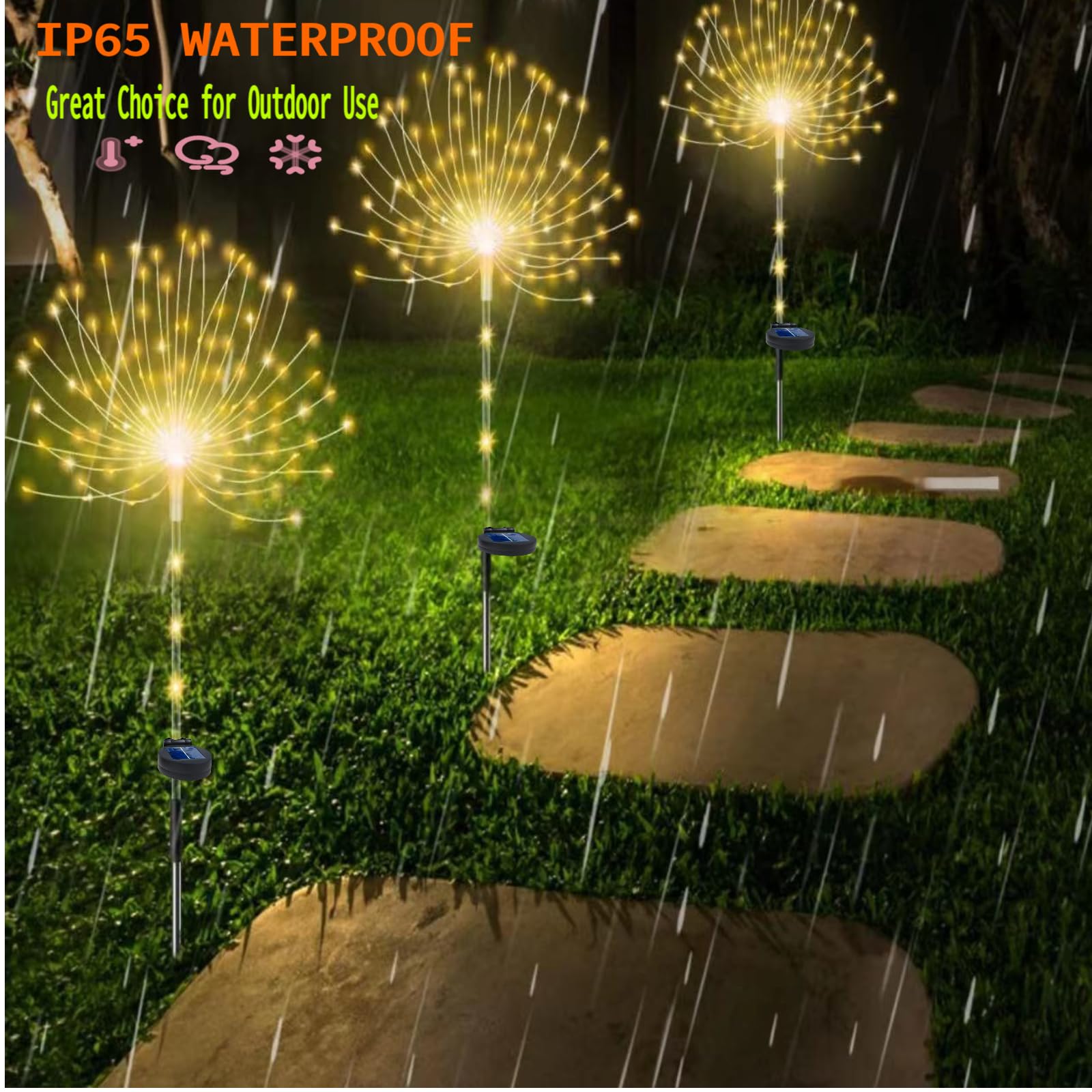 Garden Decor Solar Lights Outdoor 155Led 8 Lighting Modes Pole Light Waterproof Warm White Solar Garden Lights For Christmas  Halloween Decoration Yard  Patio  Porch Flower Pot Pathway (2Pack)