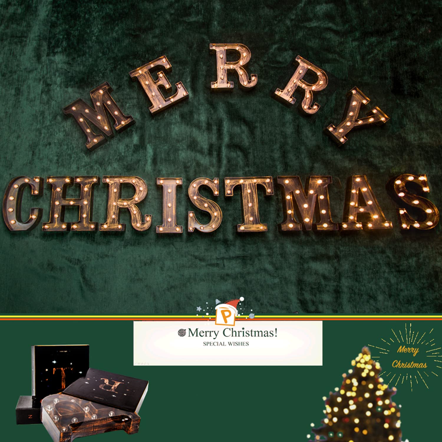 Golden Black Led Marquee Letter - Industrial, Vintage Style Number Sign for Cafe-(4)