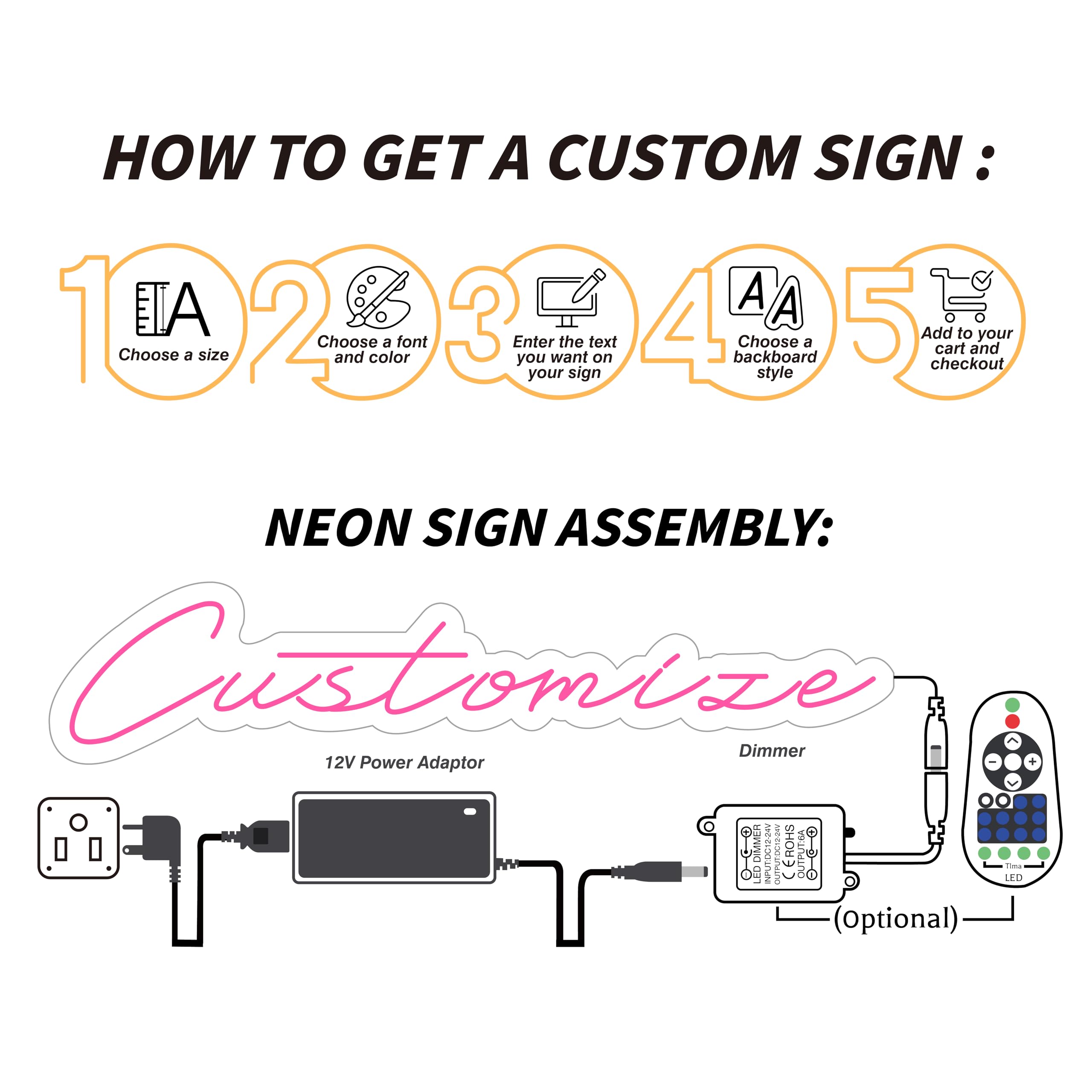 GYIODFU Neon Sign - Custom Wall Art, Dimmable, 40 Inch, PVC & LED Acrylic, Personalized Colors, Model N-LC01