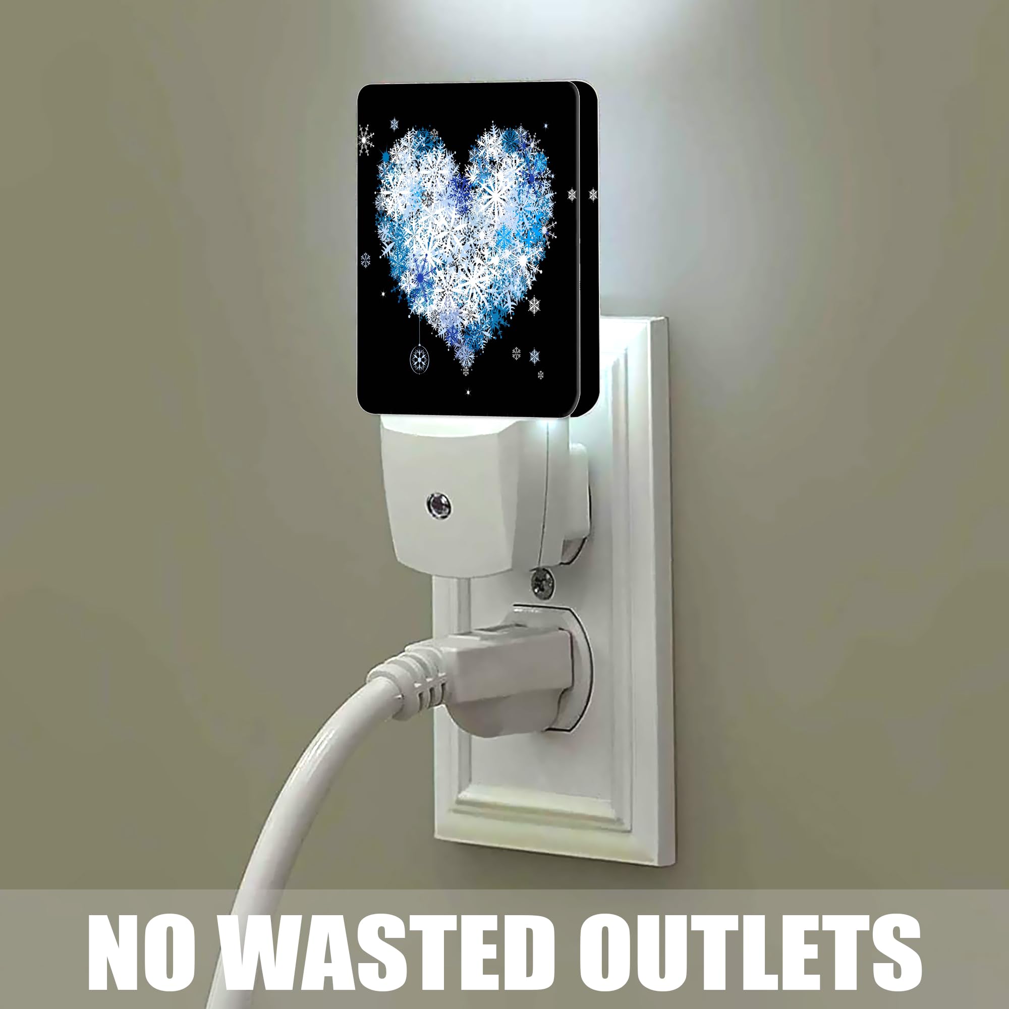 Jopowide Winter Art Hearts Dusk To Dawn Night Light, Auto Sensor Lamp Home Indoor Stairway Kitchen Corridor, Night Lights Plug I