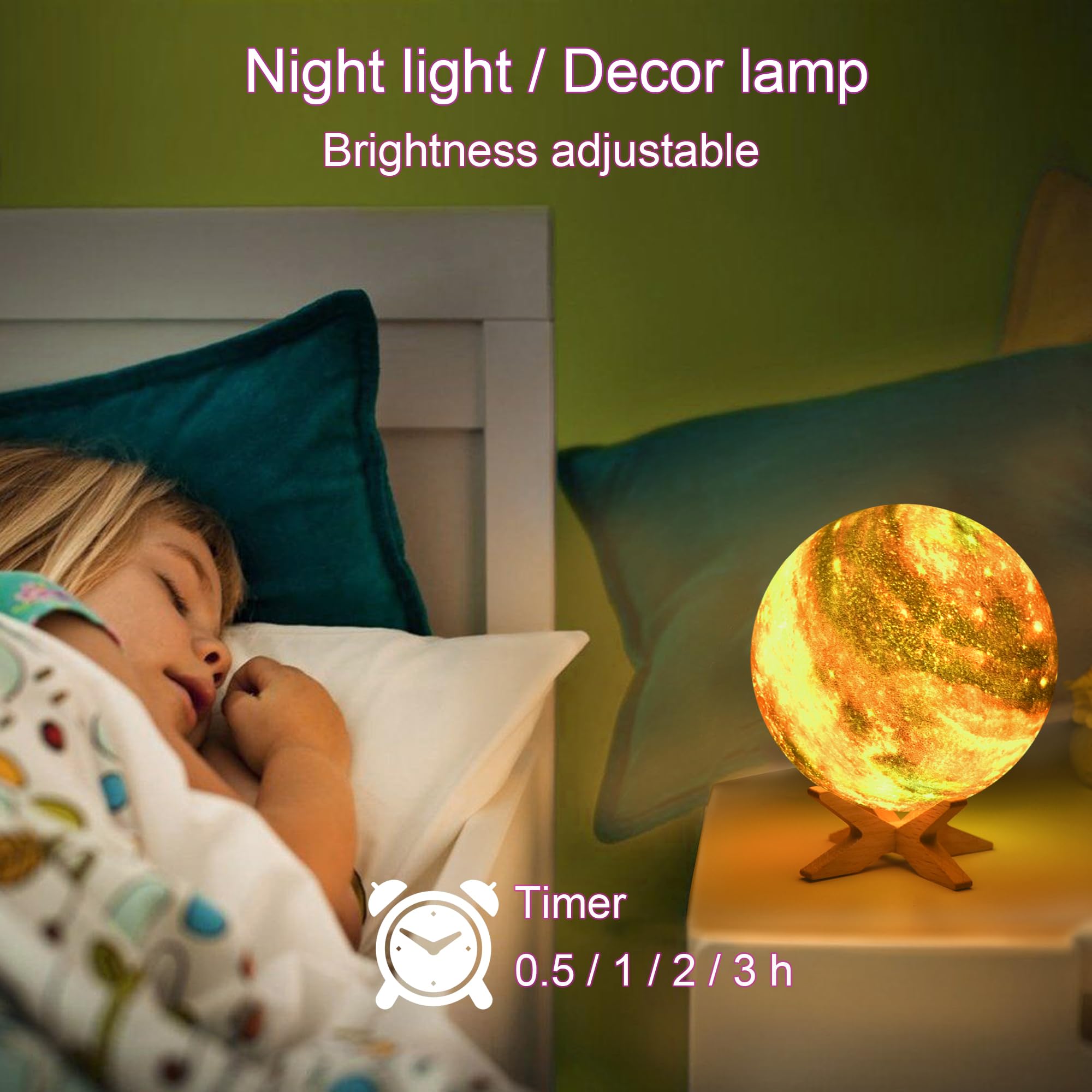 Hyodream 4.3'' Moon Lamp Kids Night Light Galaxy Lamp 16 Colors Led Moon Light With Touch & Remote Control Bedside Lamp As Chris