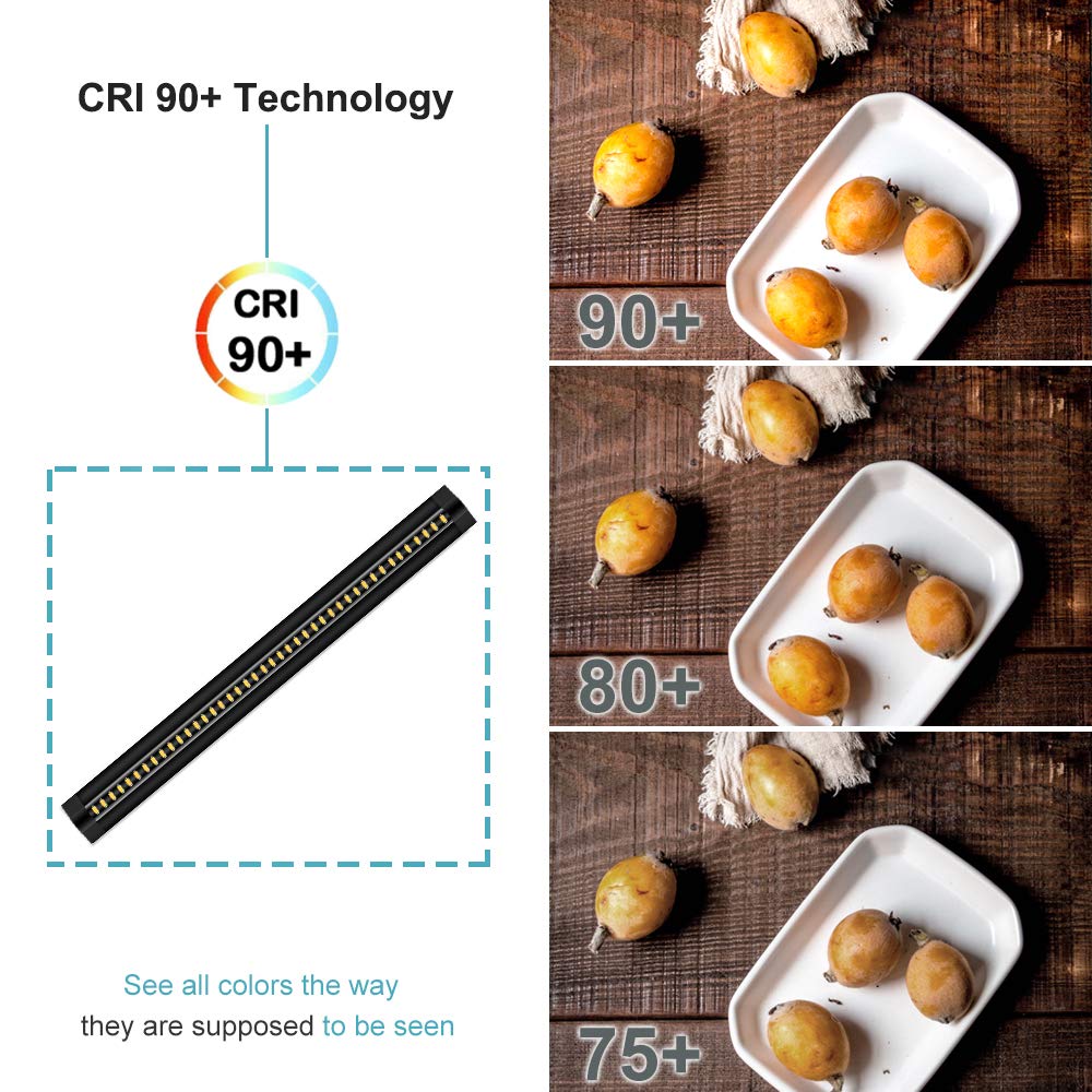 inShareplus 13inch Dimmable LED Under Cabinet Lighting, Warm White 3500K, Aluminum, 450 Lumens, Black, 1 Pack