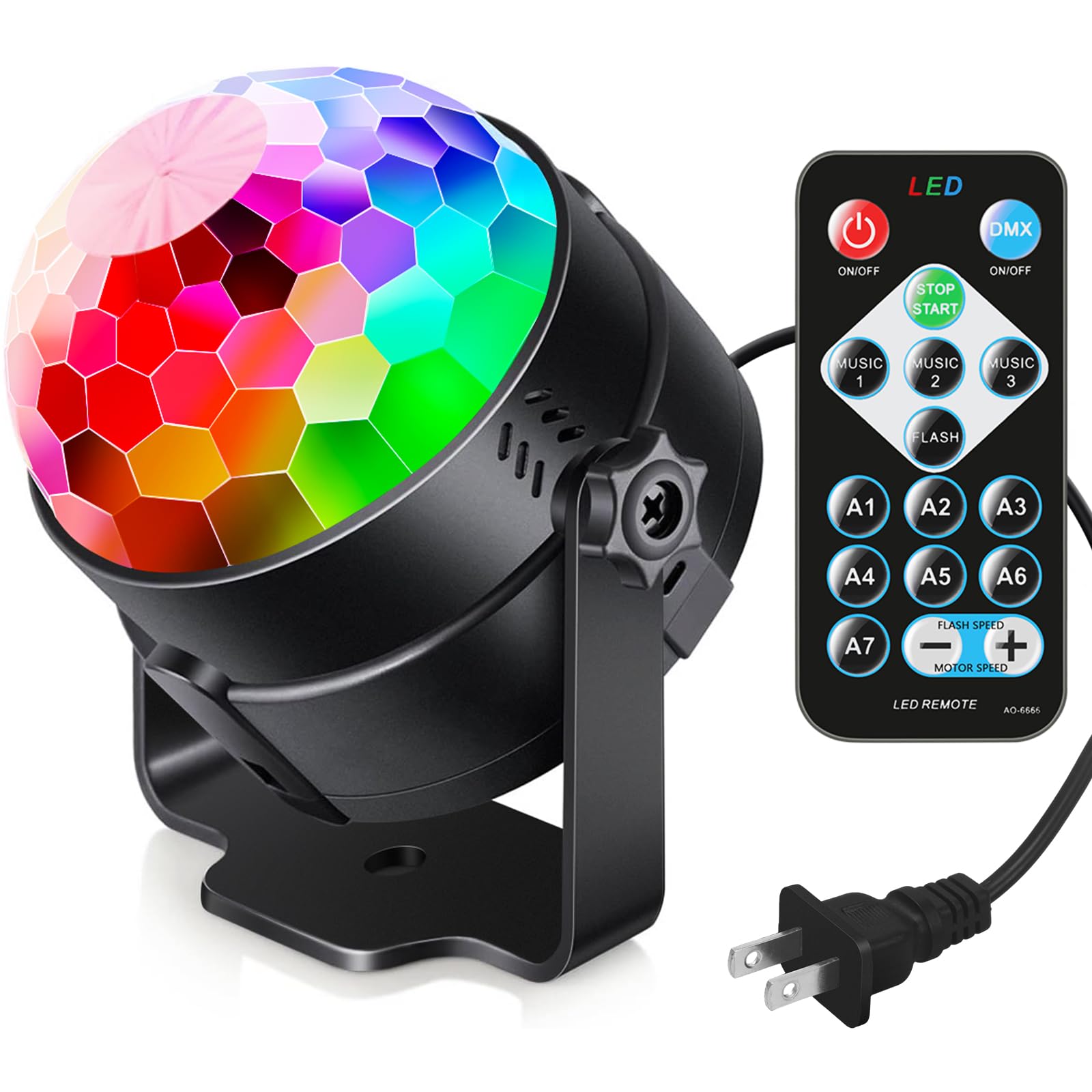 Luditek Disco Ball Strobe Party Light, Sound Activated with Remote, Model GT019, Black, for Home Dance Parties and Events