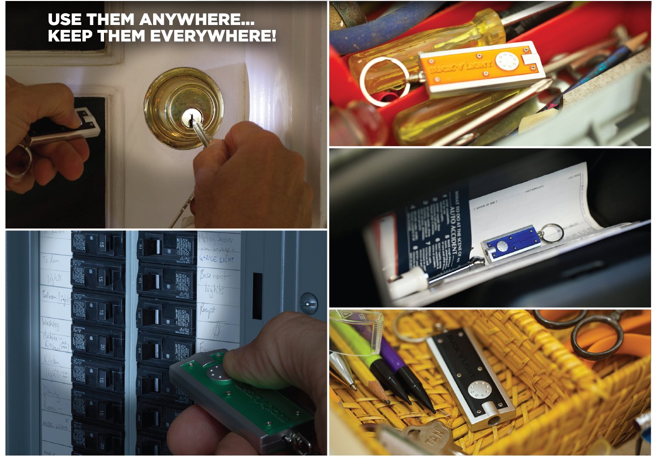 Buck Light: Powerful Led Keychain Lights, 5 Pack, Assorted Colors, Ultra Bright Flashlight, Portable Key Chain Flash Light