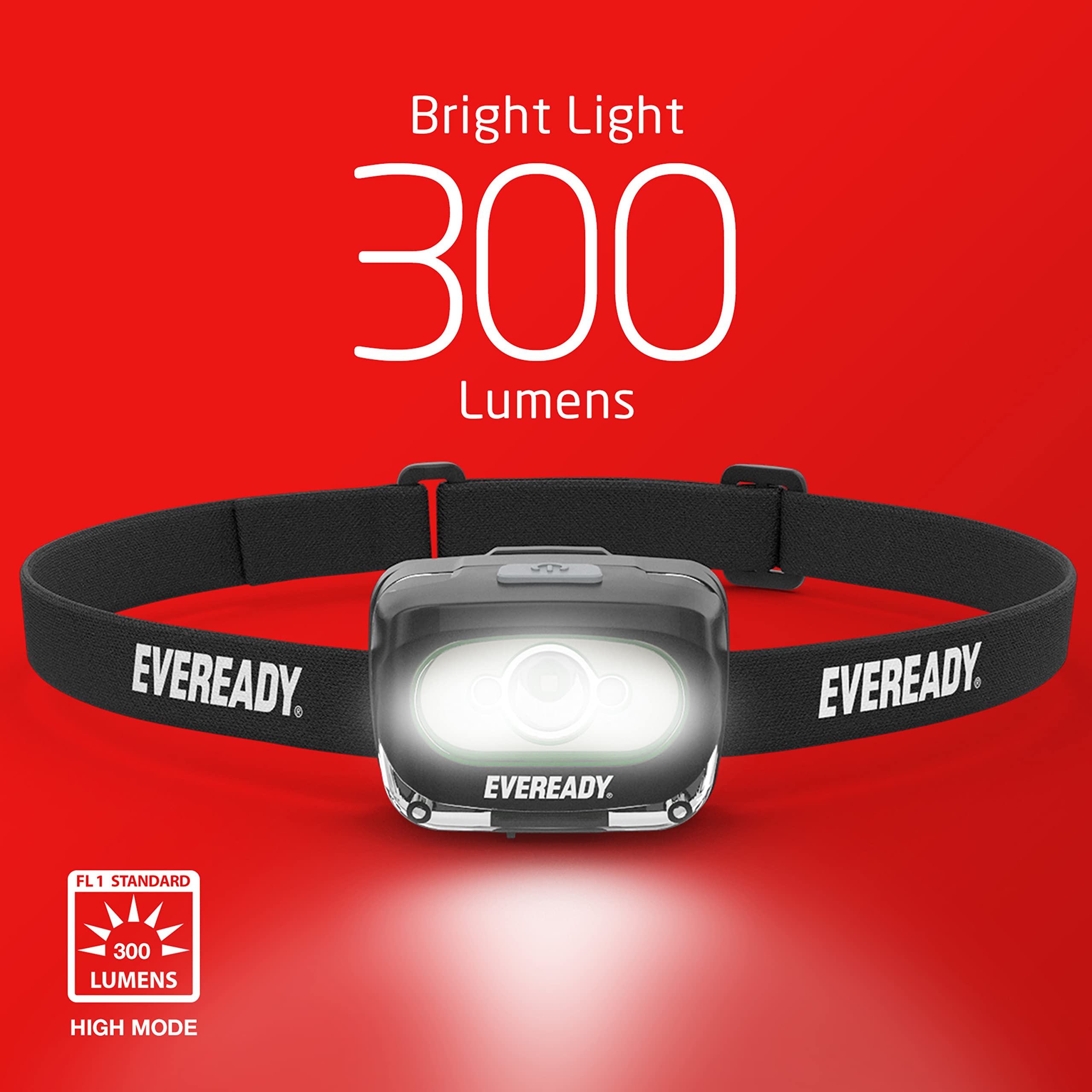 Rechargeable LED Headlamps by Eveready (2-Pack), IPX4 Water Resistant Head Lights for Running, Camping, Emergency, Outdoors (USB