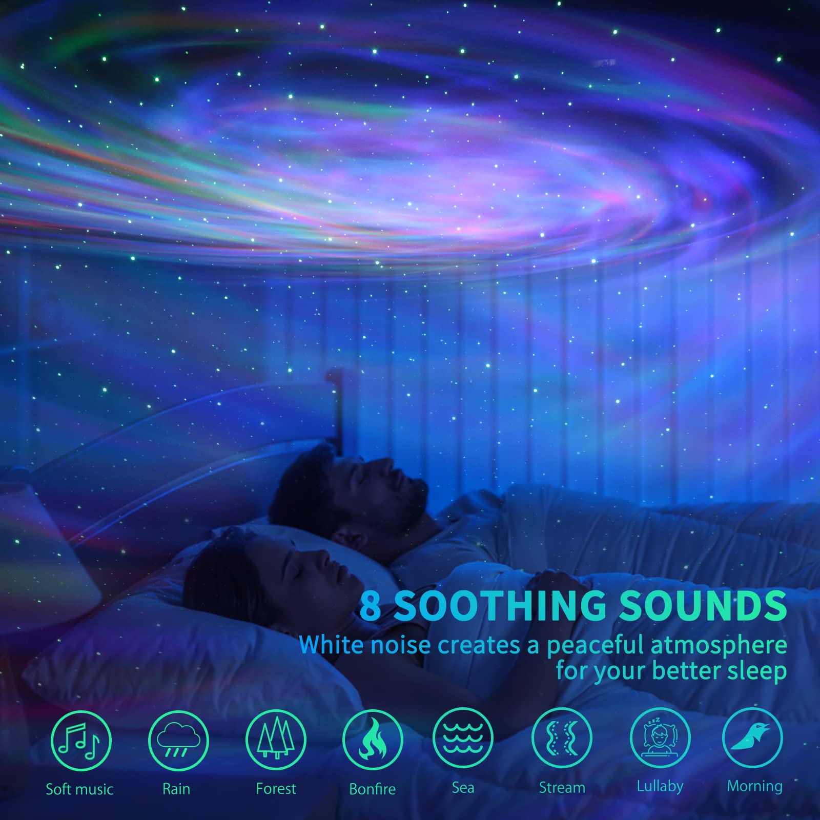 AIRIVO Galaxy Light Projector & Music Speaker, Black-Galaxy, Model HJ-XKD09, Night Light & Sound Machine for Kids & Adults