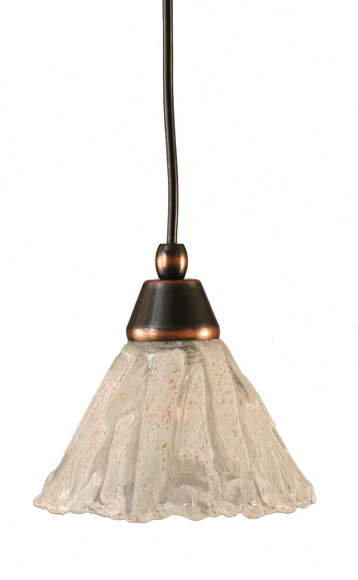 Toltech Lighting 22-Bc-7195 7-Inch Cord Mini-Pendant Light Black Copper Finish With Italian Ice Glass
