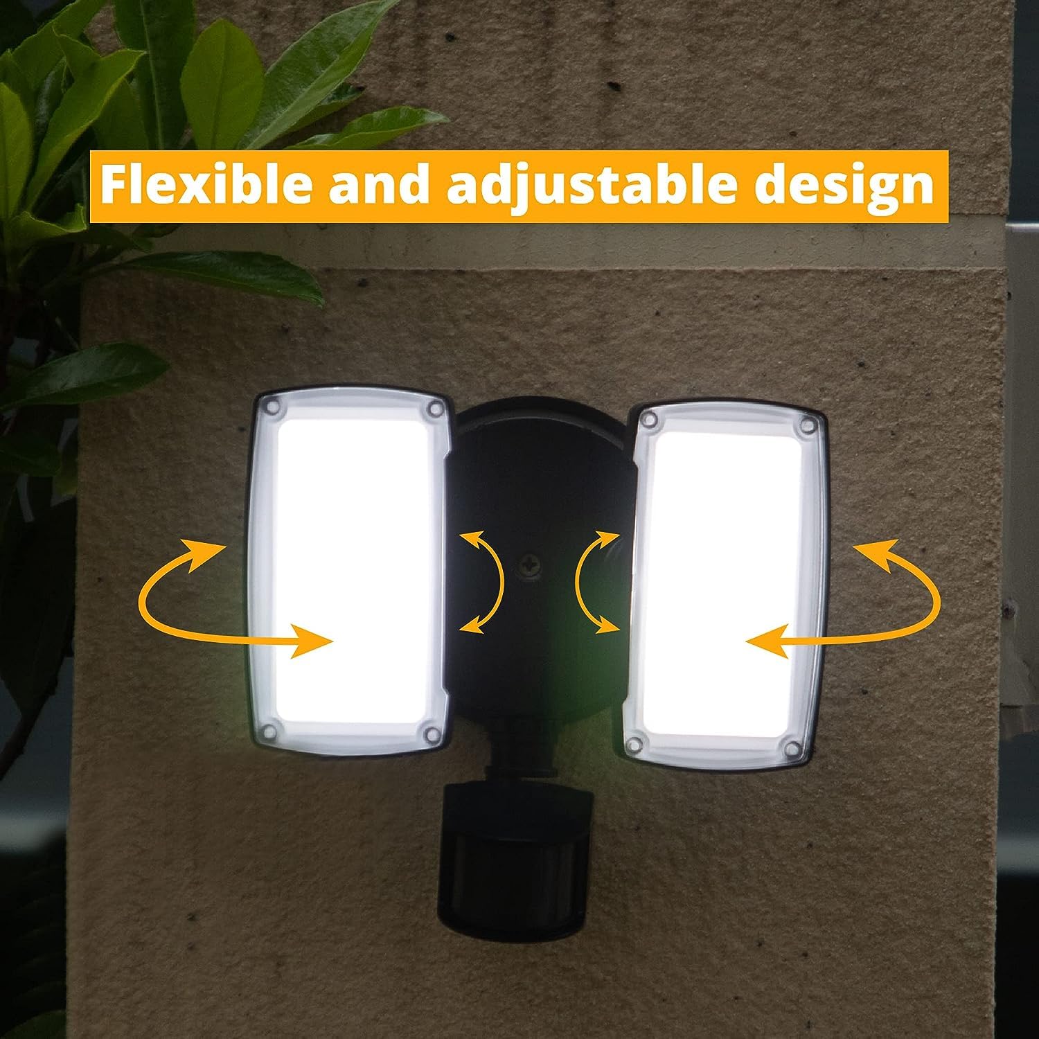 UME 19W LED Flood Light - 2 Pack, Motion Sensor, 2000LM, IP65 Waterproof, Dusk to Dawn, Black