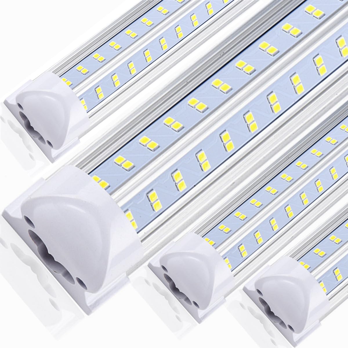 Toptroned 4 Pack, Led Shop Light, 4Ft 60W 9000Lm 5000K, Daylight White, V Shape 4 Row, Clear Cover, High Output, Linkable, T8 Le