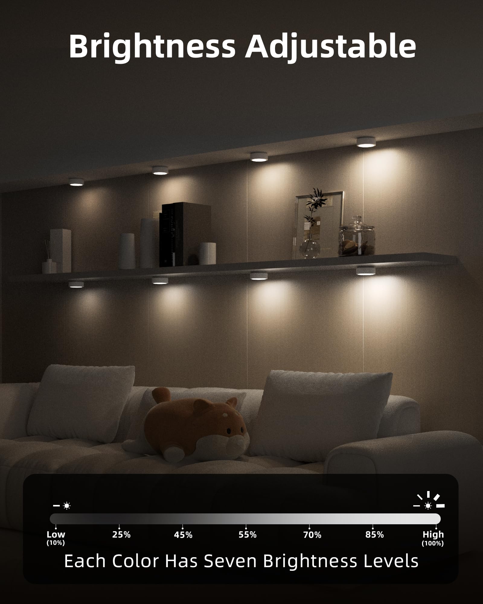 EZVALO Puck Lights - Rechargeable RGB LED Tap Light, Wireless Closet Lighting, 3 Pcs, White, Model LT-01