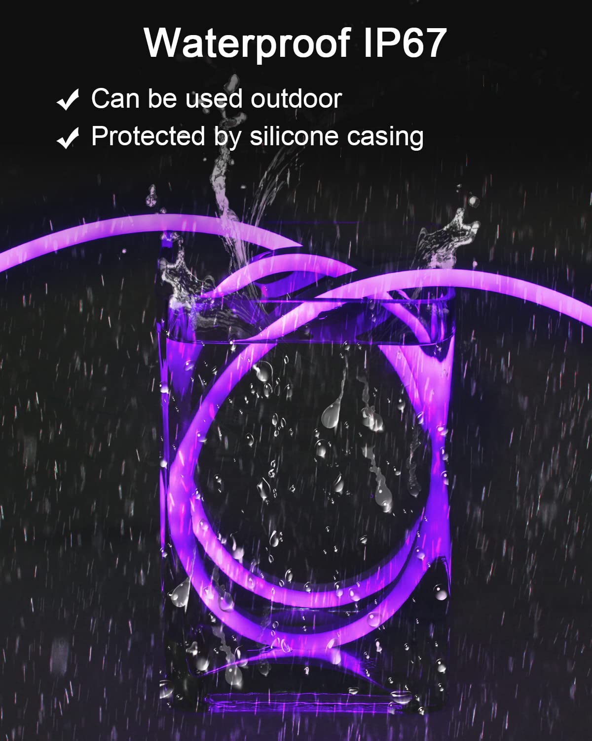 Alitove Neon Led Rope Light 16.4Ft, Purple Silicone, Dimmable, Diy Accessories, Waterproof, Model: 5M-Neon-Pu-Kit