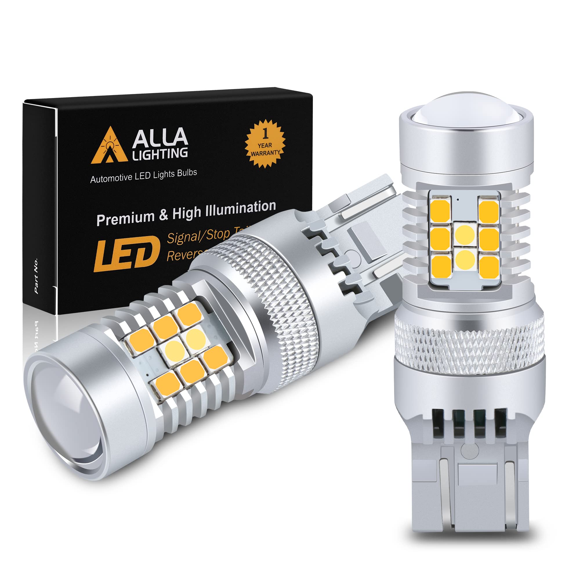 Alla Lighting 7444Na 7443 Led Switchback Bulbs, Dual Color Amber Yellow Turn Signal Lights (Blinker Lamps), 6000K Xenon White Super Bright Parking Lights/Drl 7442 7443A 7443Na 7444 Nak 7443Ak