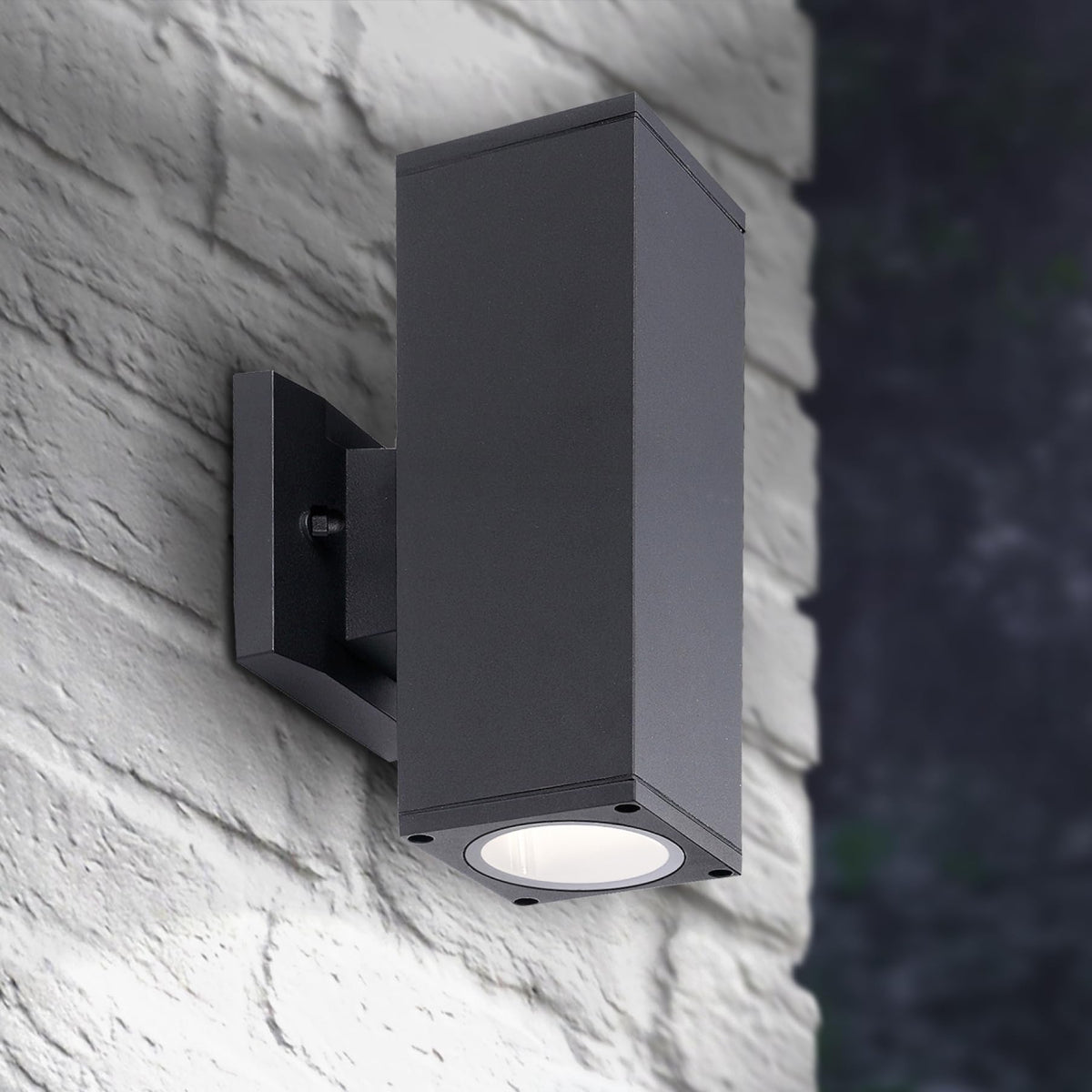 Asd 2-Way Square Wall Light Fixture | 120W E26 Socket | Waterproof Outdoor Sconce | Black
