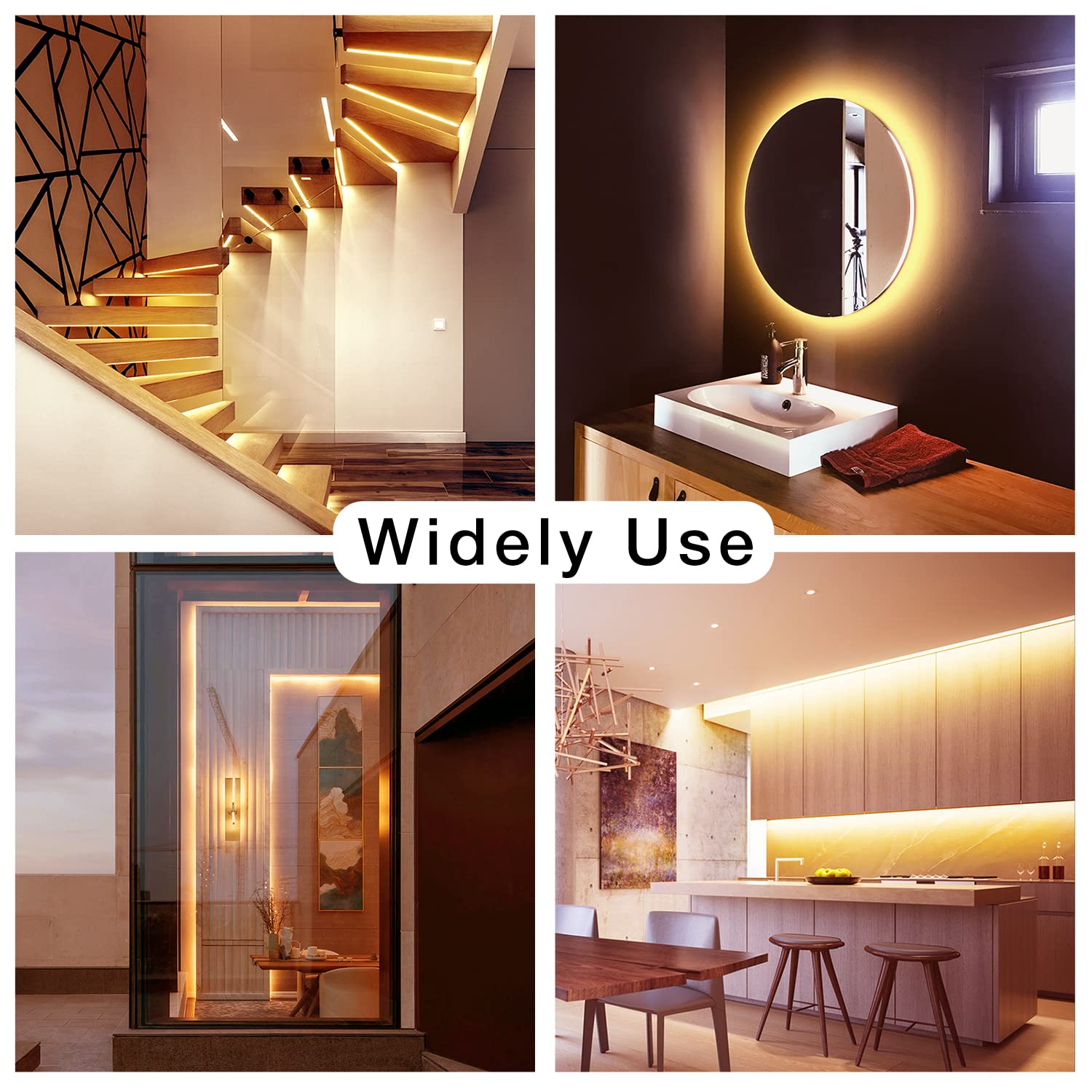 Daybetter Warm White Led Strip Light,16.4 Ft Dimmable Bright Rope Light,3000K 12V Led Light Strip,Super Bright Led Tape Lights F