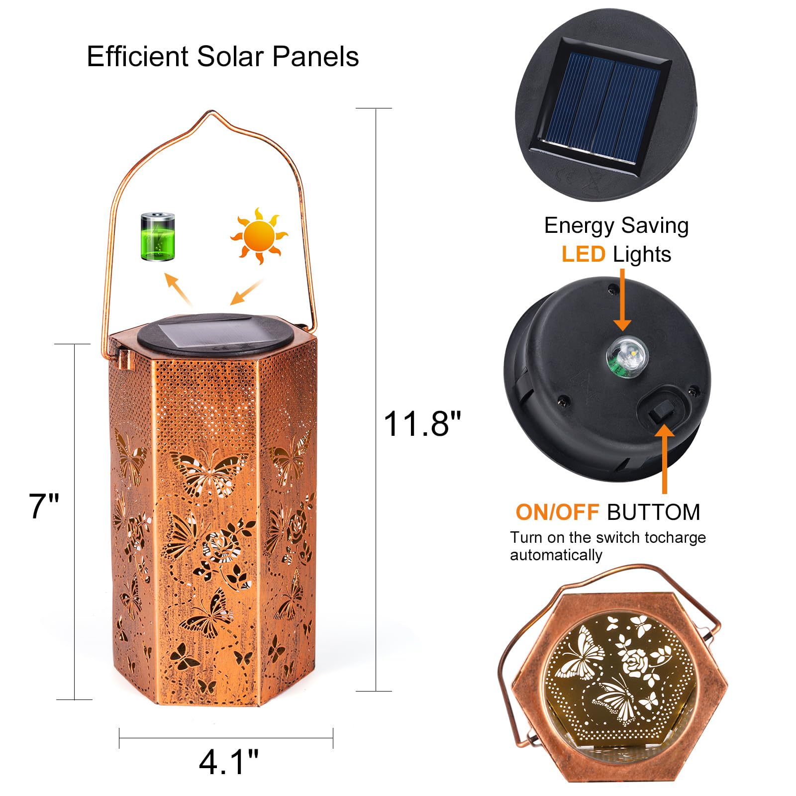 2 Pack Butterfly Solar Lanterns Outdoor Waterproof - Birthday Gifts For Women, Mom, Butterflies Solar Lights Outdoor Hanging Gar