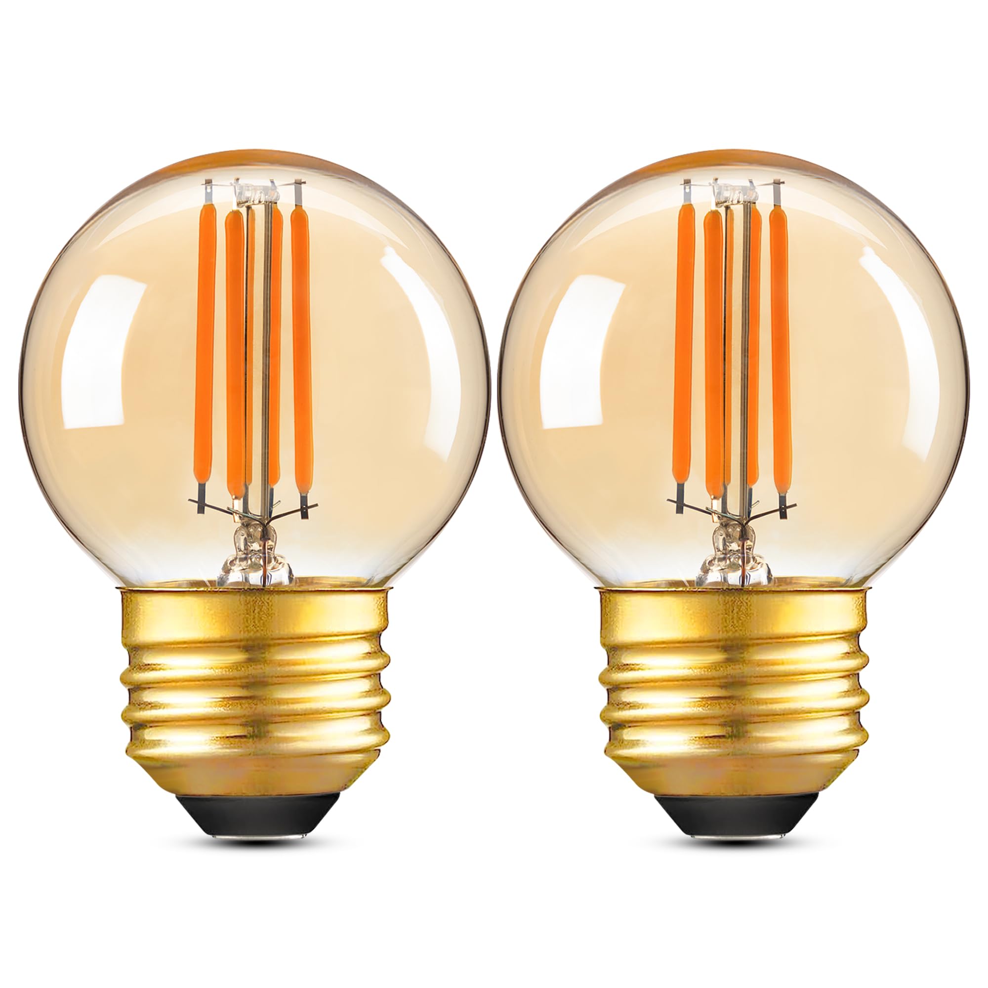 PADMO LUDAZ Dimmable Amber LED G16.5 Light Bulb 4W (40W Equivalent) E26 Globe Bulb, Warm White 2200K, Pack of 