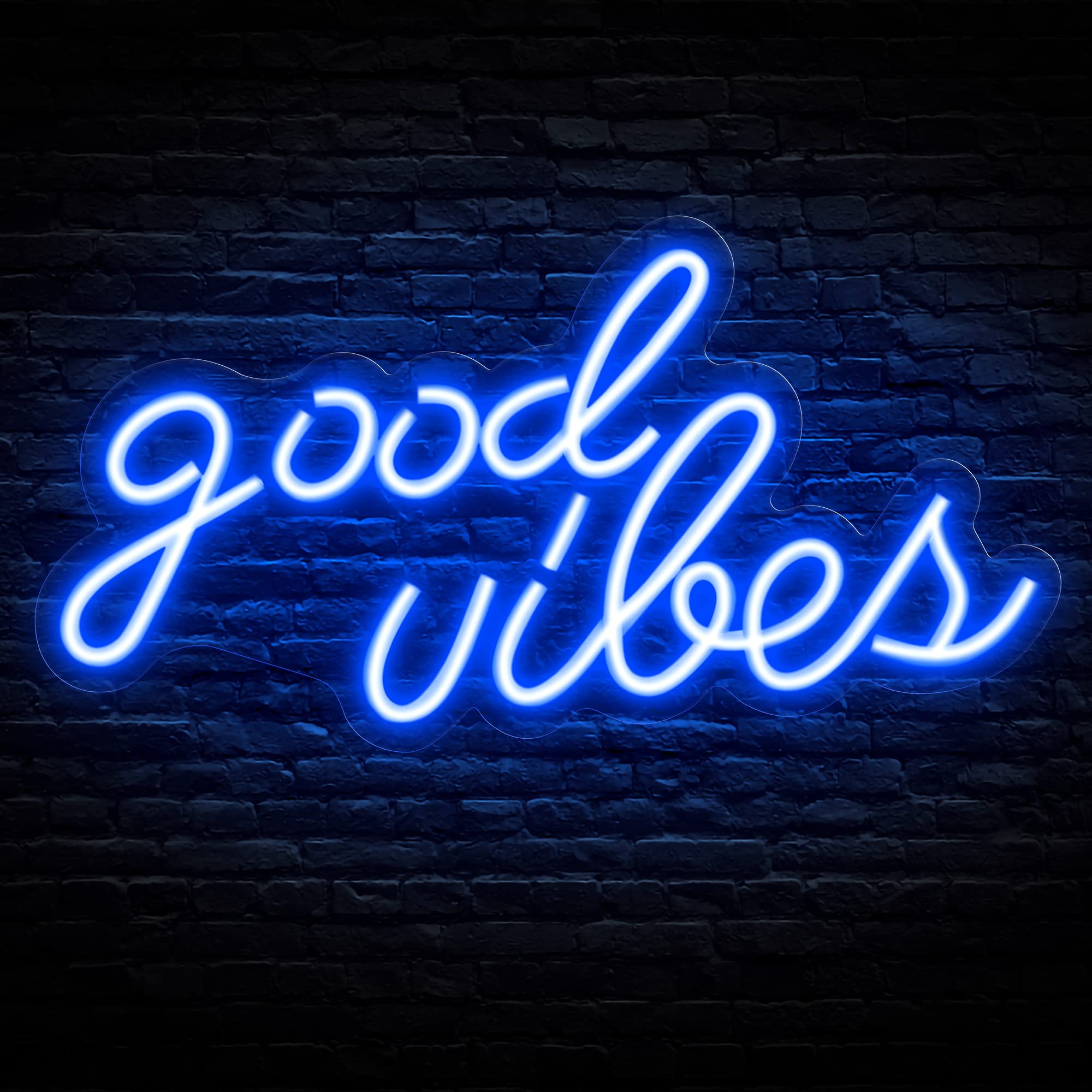 Olekki Blue Neon Sign - Led Wall Decor For Bedroom, 16.1X8.3 Inch Good Vibes Light