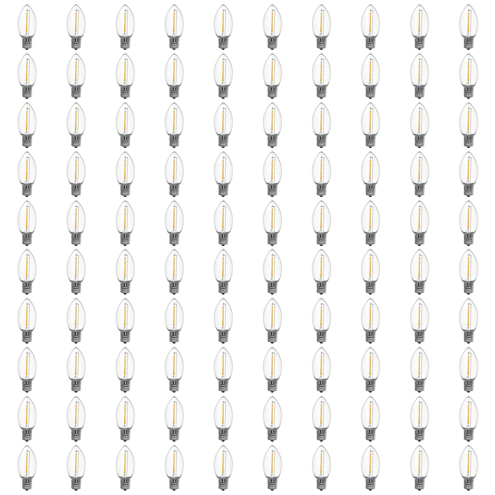 Meconard C9 Led Replacement Christmas Light Bulbs, 100 Pack C9 Shatterproof Plastic Led Bulbs For Christmas Outdoor String Light