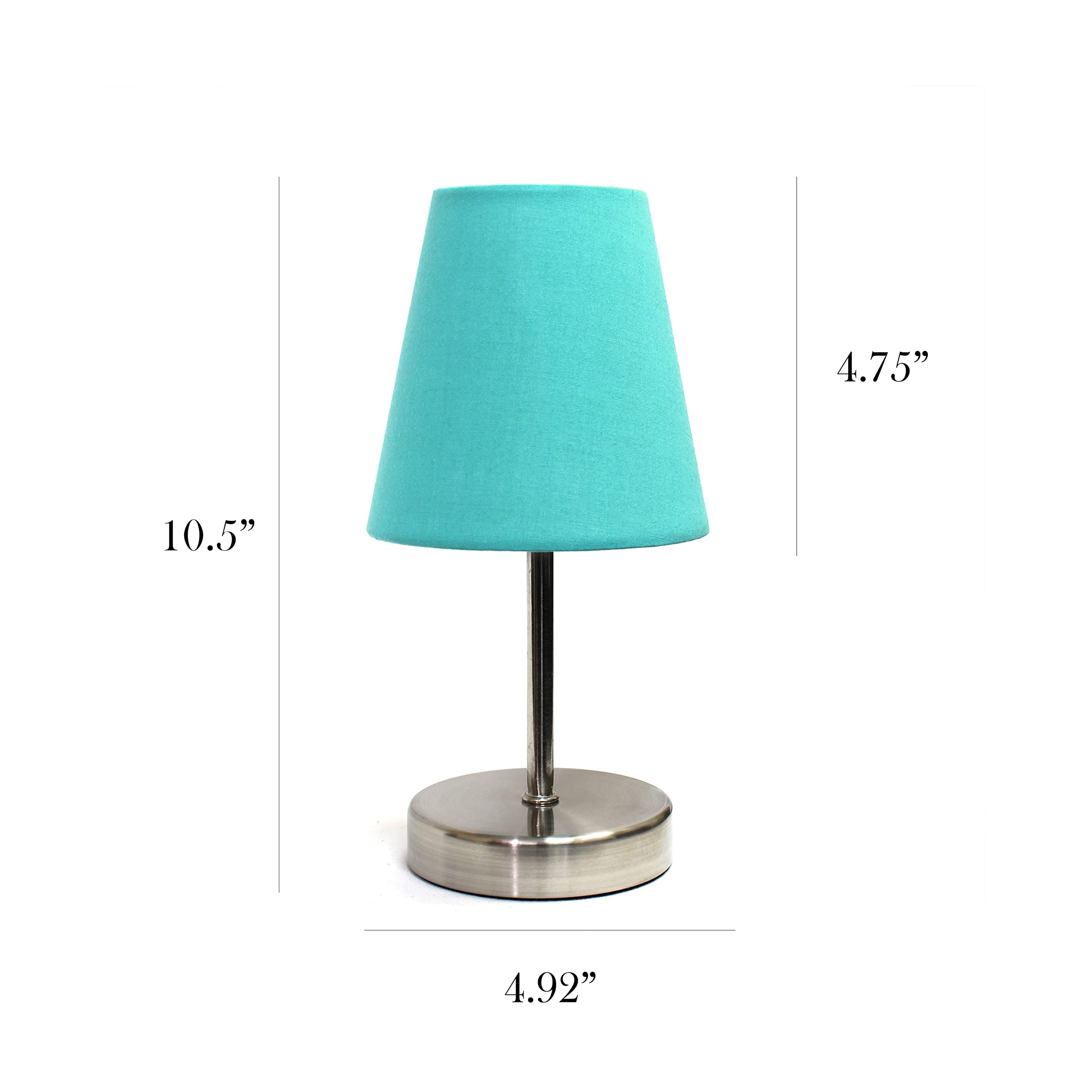 Simple Designs Lt2013-Blu-2Pk Mini Basic Two Pack Sand Nickel Table Lamp With Fabric Shade Set, Blue, 2 Count