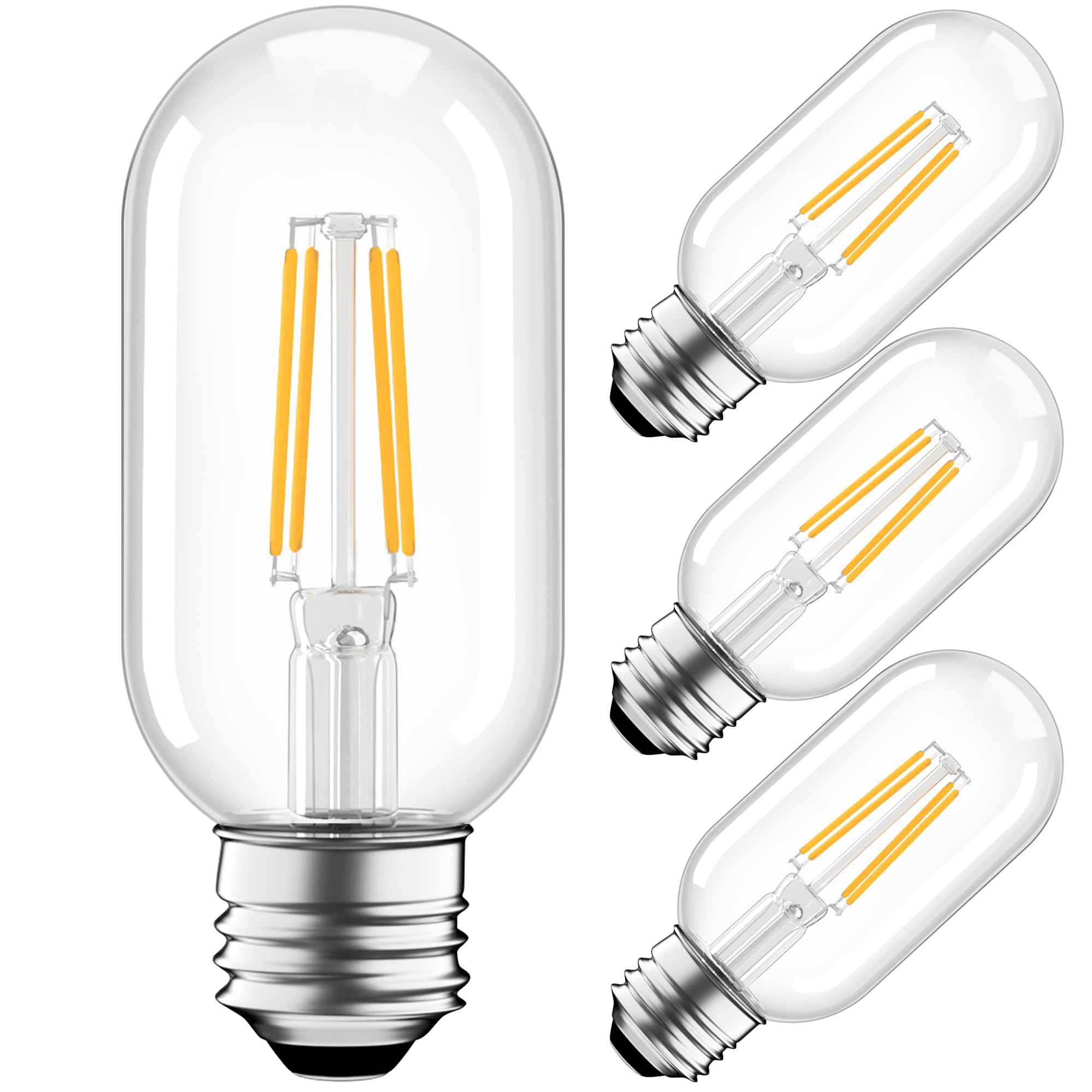 Grensk E26 40 Watt Light Bulbs  LED Edison Filament Bulbs Warm White 2700K 4W T45 LED Bulbs for Ceiling Fan Chandeliers Rustic Pendant Outside Wall Lights.4.3 inches Non Dimmable AC120V 400lm(4pcs)