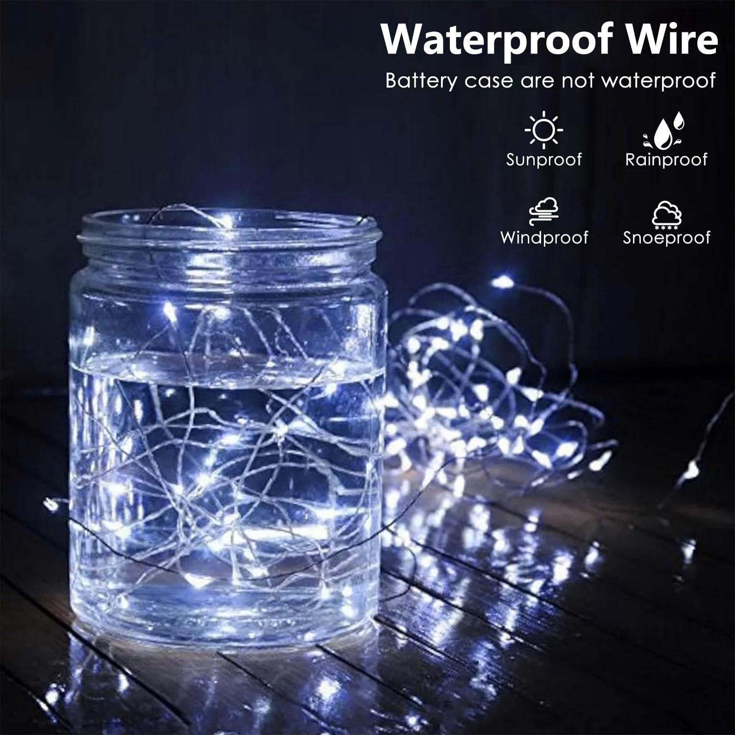 EXF 6-Pack Battery Operated Fairy Lights, Waterproof 16FT 50 LED, Copper, Cool White, Model YHY-BO50LED