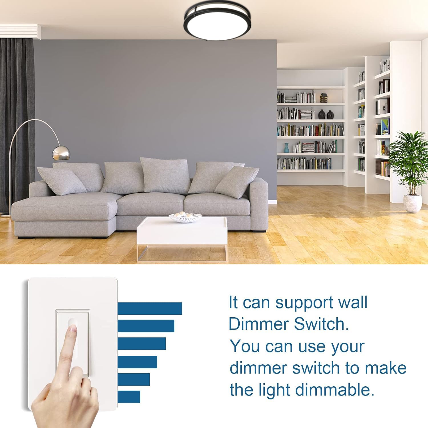 Oowolf 2-Pack 36W 13Inch Led Flush Mount Ceiling Light Fixture Dimmable Matte Black, Easy To Install Led Ceiling Lamp Fixture Wi