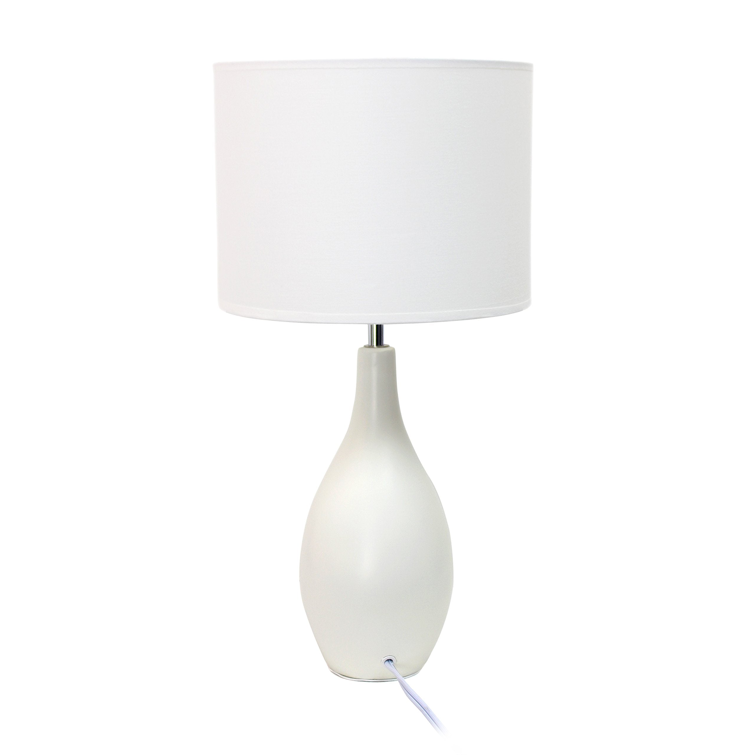 Simple Designs Lt2002-Off Oval Bowling Pin Base Ceramic Table Lamp, Off White