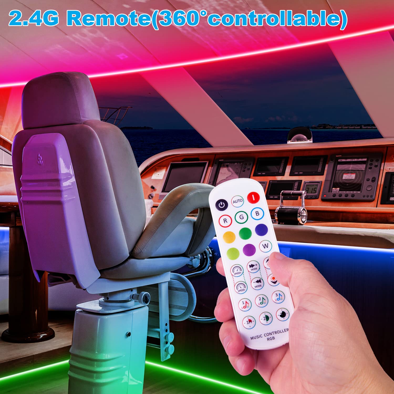 TENDIST 66FT RGB LED Boat Lights, 12V Waterproof Marine Strip Lights, IP67 App Control, Model 5050-30-RGB