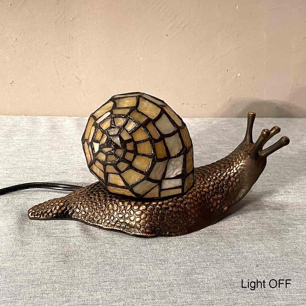 Bieye L10943 Land Snail Tiffany Style Stained Glass Accent Table Lamp For Home Decor (Yellow, 10'' D X 5'' W X 5'' H)