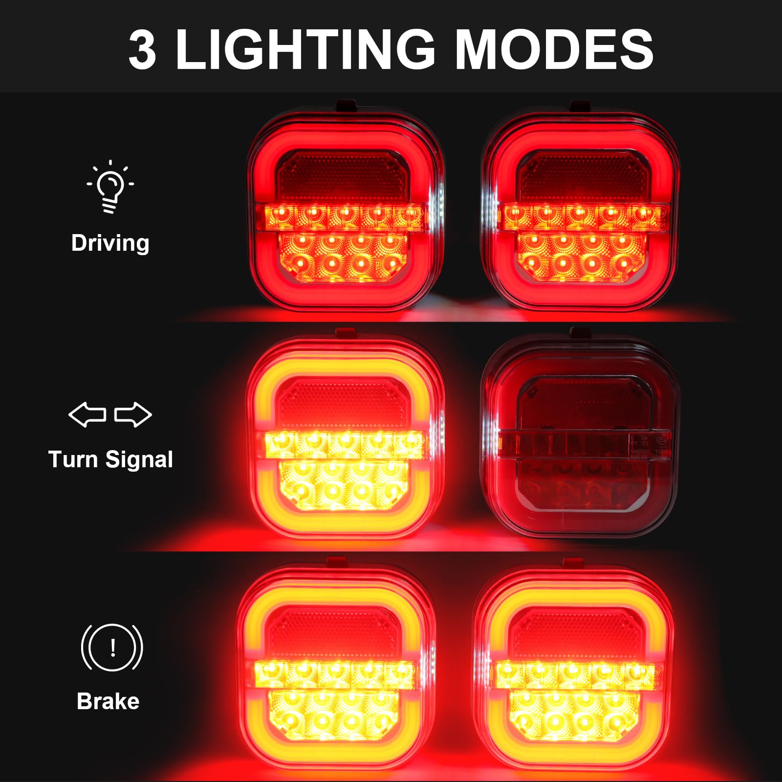 NEONLG Wireless Trailer Lights Magnetic, USB-C Rechargeable LED Tail Light Kit for Tow Trailer, Portable Turn Signals Taillight