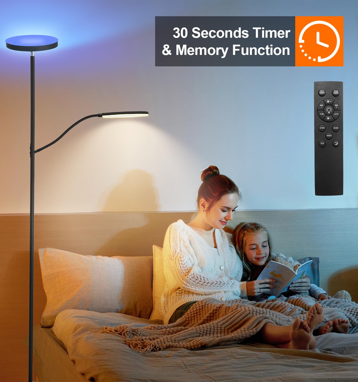 Smart Led Floor Lamp, 24W Super Bright Floor Lamps For Living Room, 2 In 1 Color Changing Rgb And White Light & Brightness Dimma