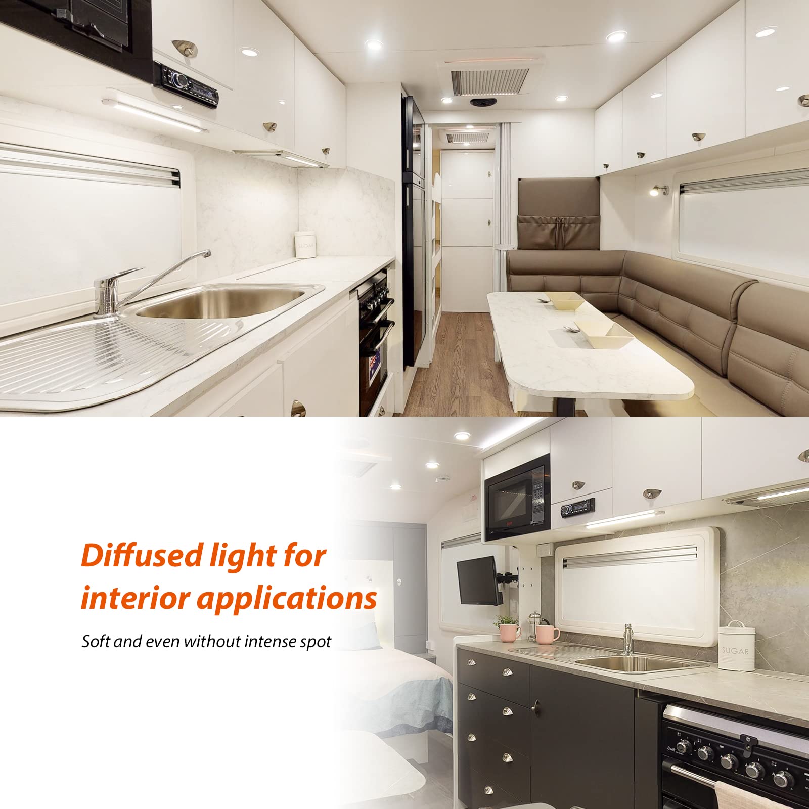 Dream Lighting 12Volt Dc Led Under Cabinet Strip Light Hardwired For Rv Kitchen Counter Shelf Accent Lighting, Interior Task Lig