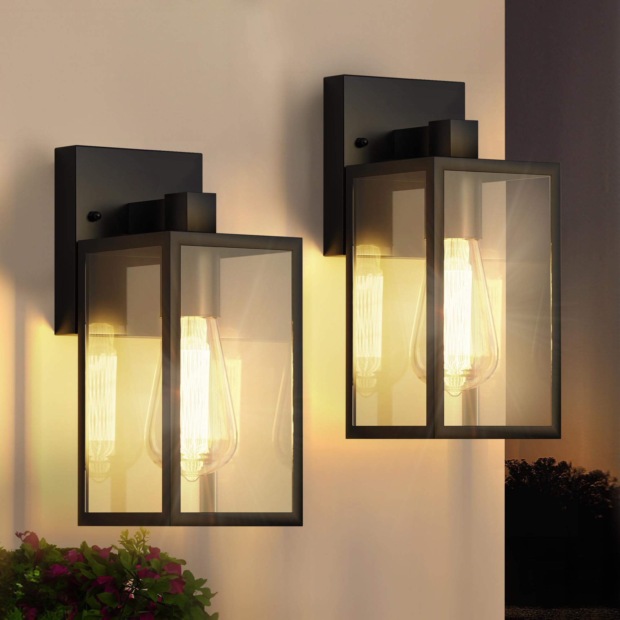 Wihtu Outdoor Sconce Lights - Waterproof Black Wall Lanterns, Metal, Model Wtwl161Ab2, 2 Pack For Garage & Doorway