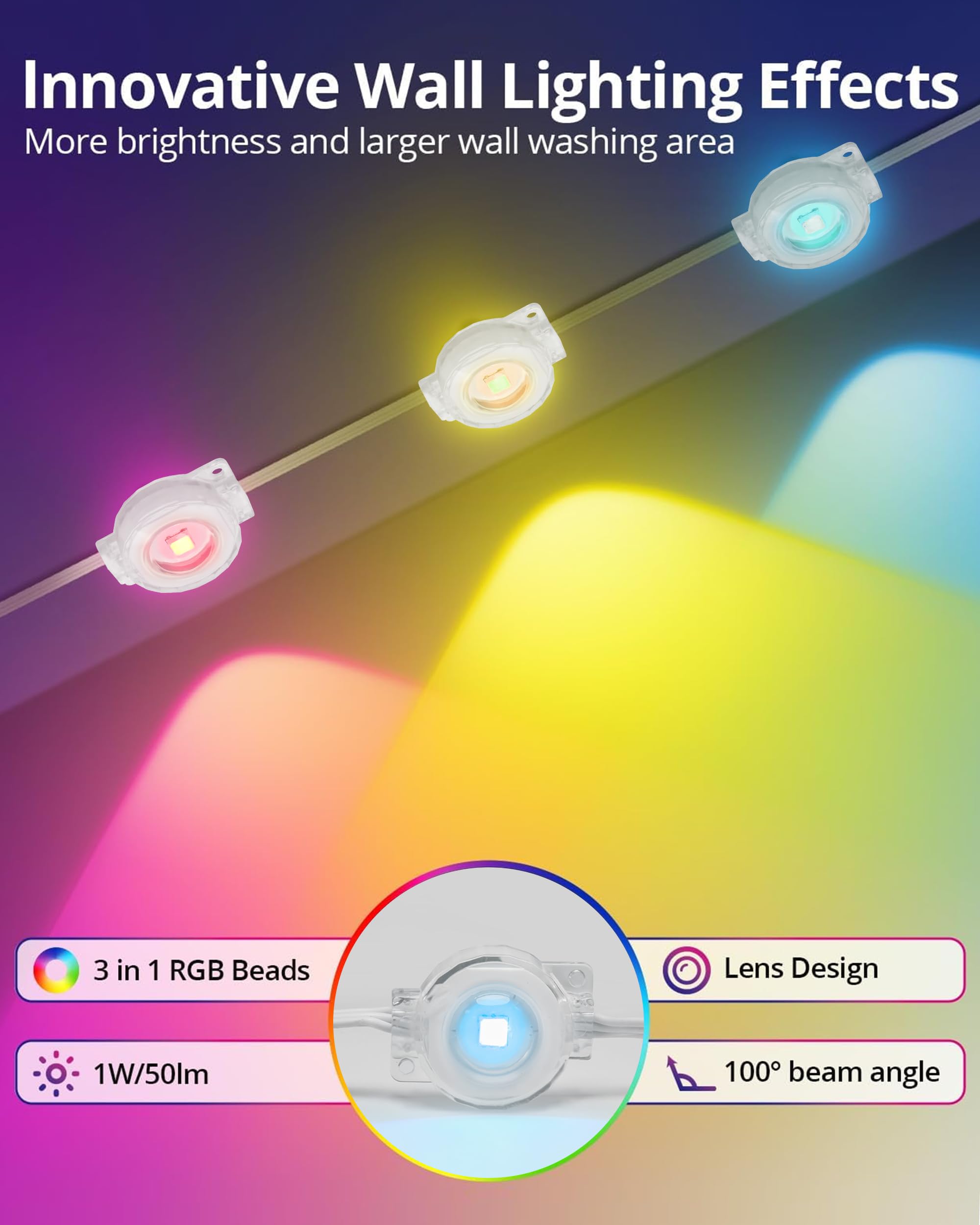 Delitor Permanent Outdoor Lights, 111Ft With 72 Rgbic Led Lights With App Control, Waterproof Permanent Christmas Lights For Out