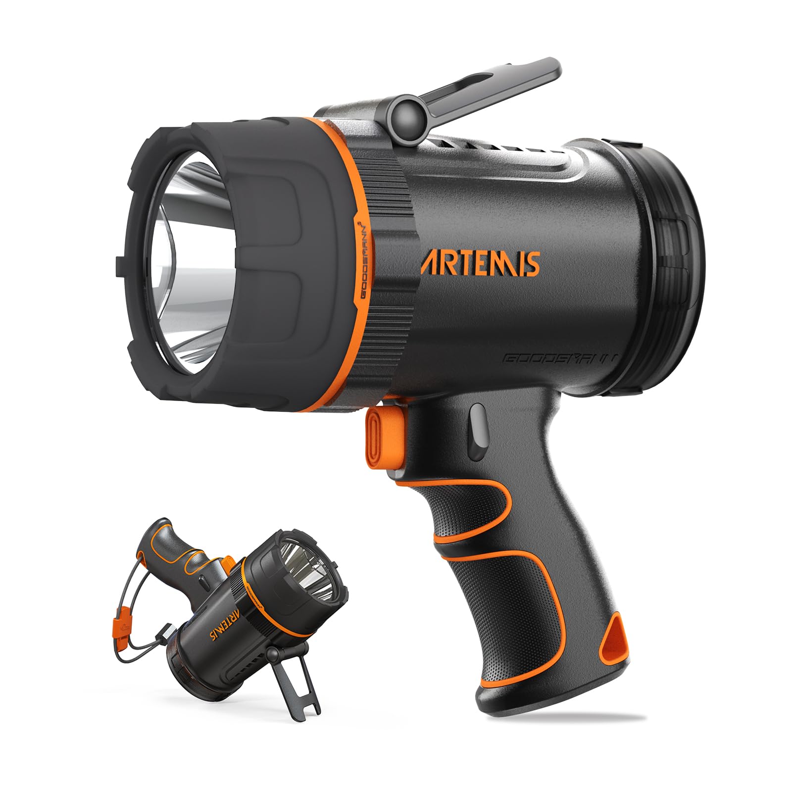 GOODSMANN LED Rechargeable Marine Spotlight - 1000 Lumen Waterproof Handheld Searchlight, Model 9212-89201-01A, Portable for Outdoor Use