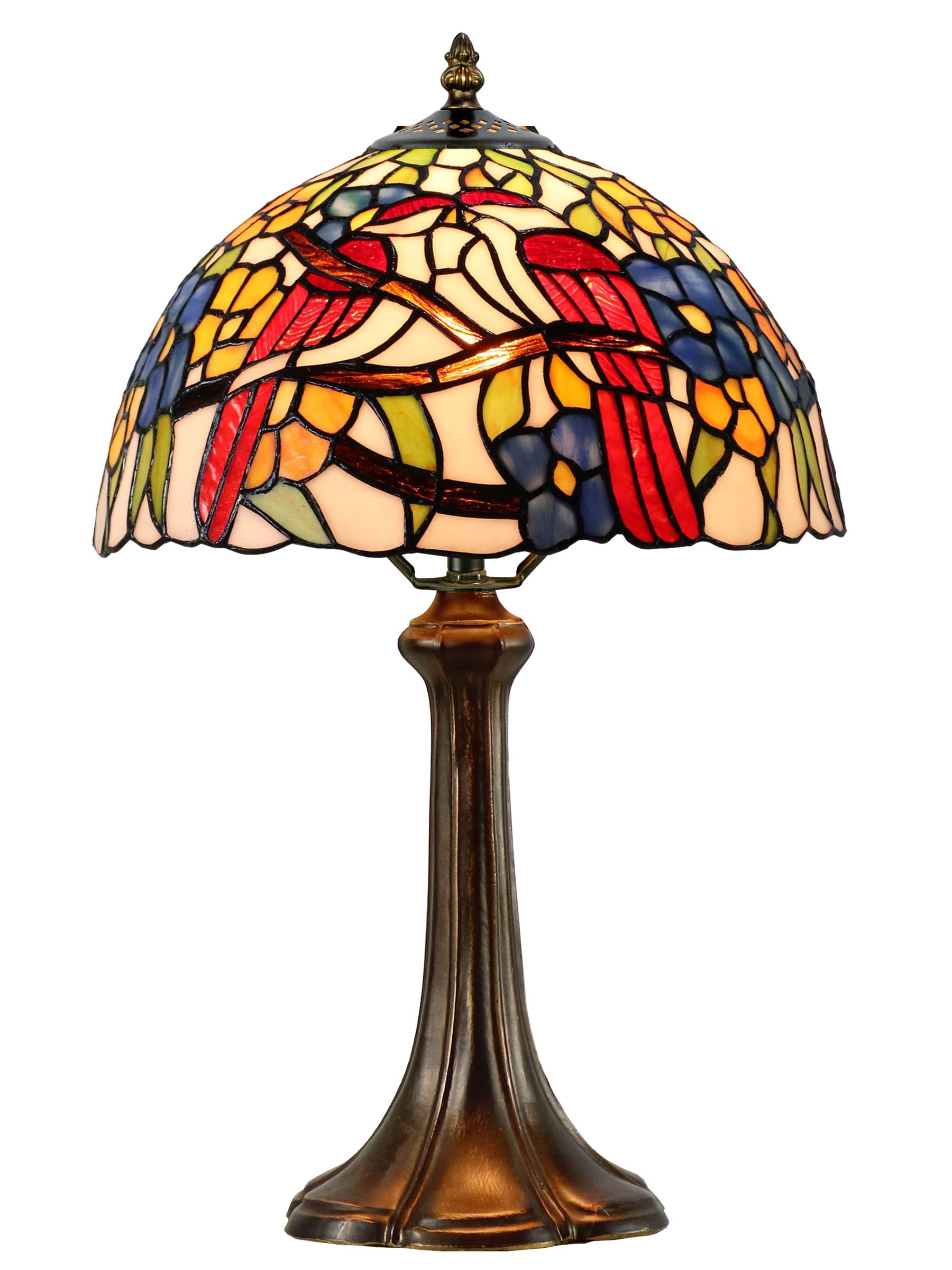 Dale Tiffany Traditional Tiffany Style Table Lamp 19 Tall Lovebirds Floral Antique Bronze Finish Metal Base Handcrafted Art Glas