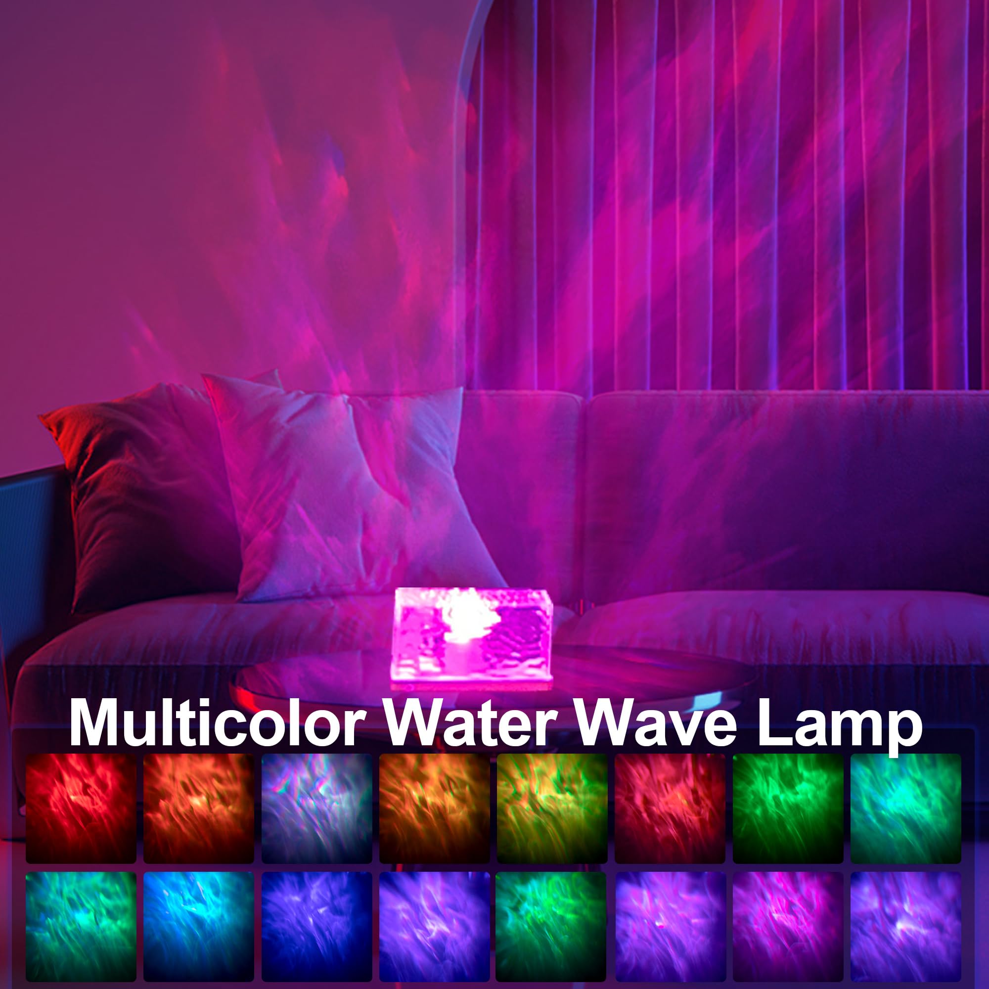 Xermei Ocean Wave Light Projector,Luminoth Northern Lights Cube With Touch/Remote Control,16 Rgb Colors Aurora Glow Lamp,Mood Ni