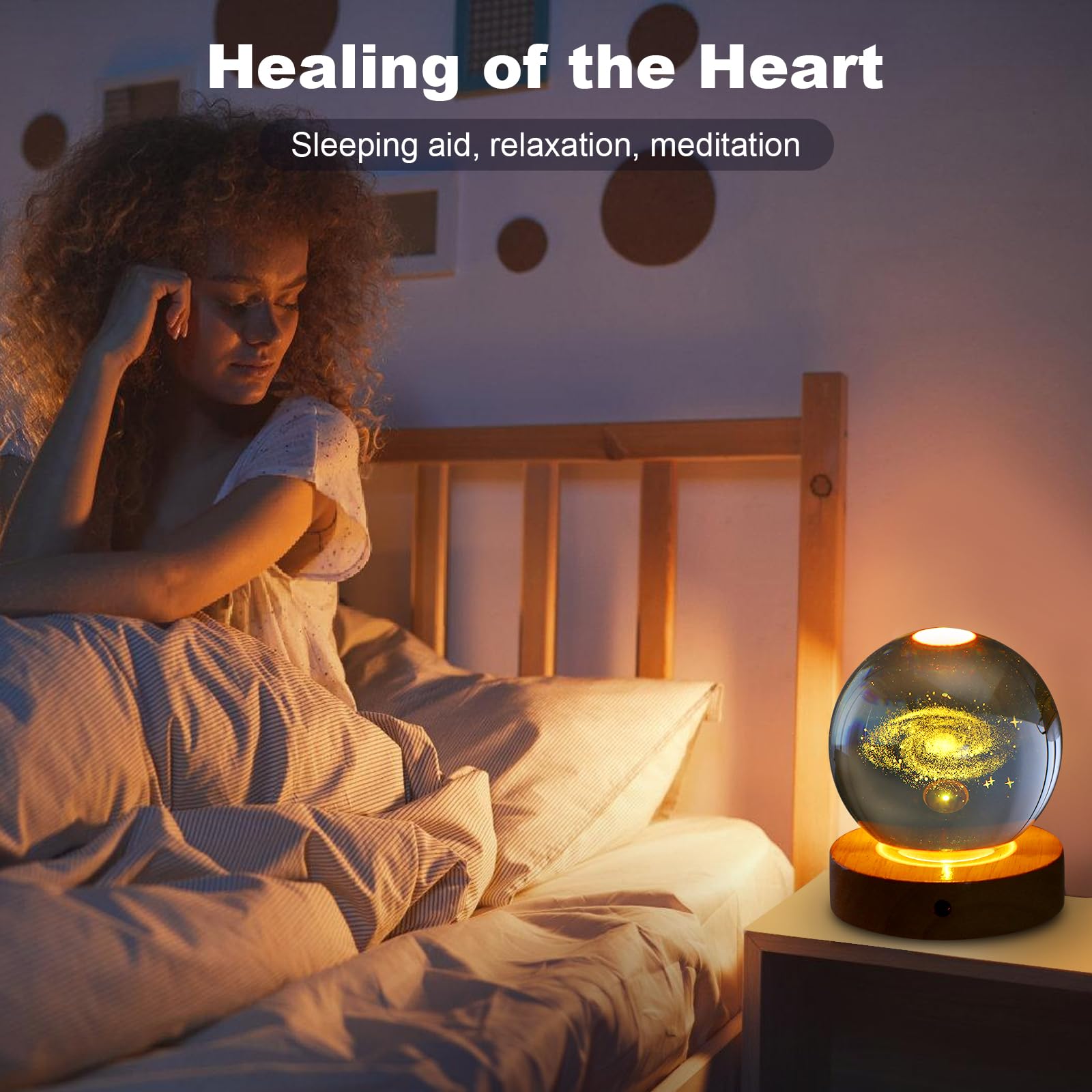 youglatt Galaxy Night Light Lamp, 3D Crystal Ball, 16 Color LED, Remote Control, Space Theme Decor, Transparent Color, Model A6
