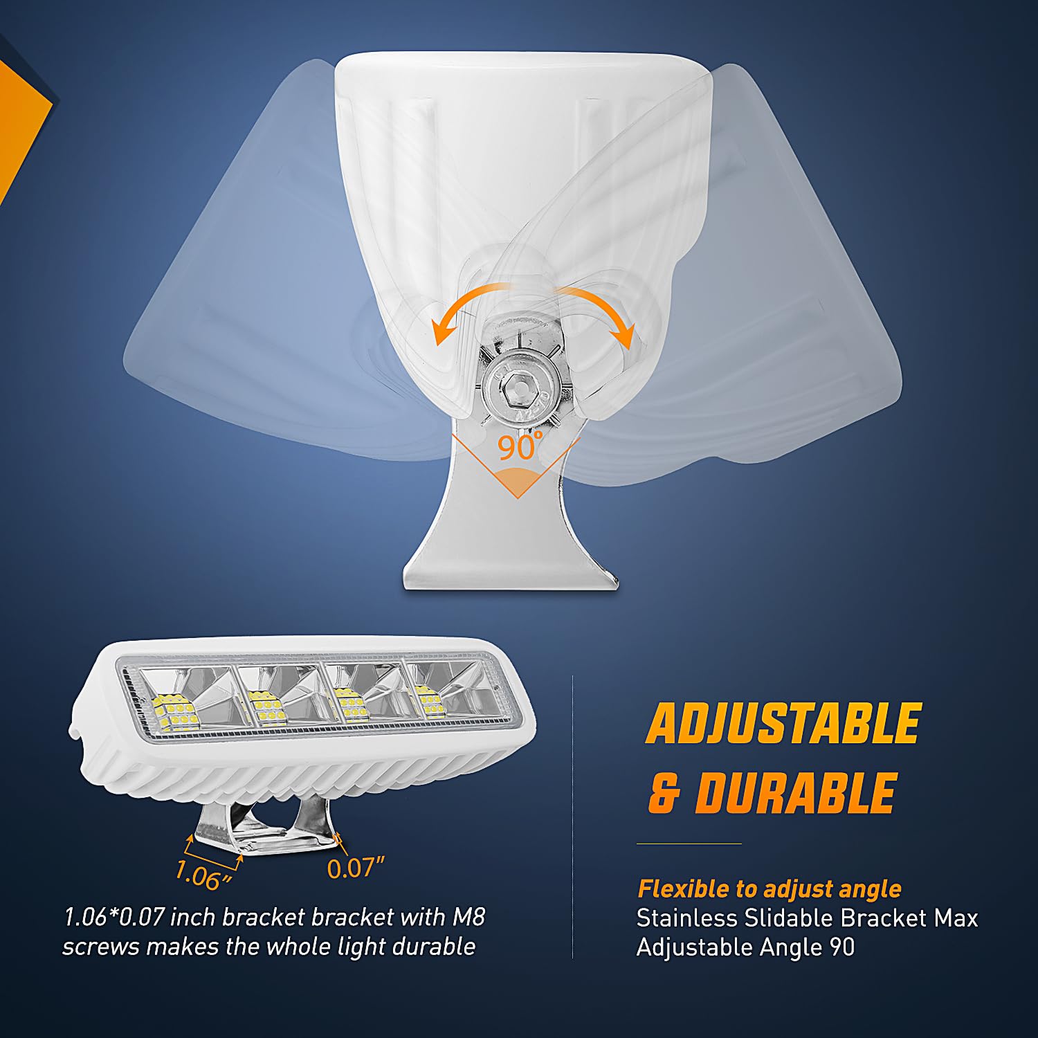 Nilight Marine Led Pods Navigation Lights 2Pcs 72W White Flood Beam Ponton Boat Deck Dock Lights For Night Fishing T-Top Stern Y